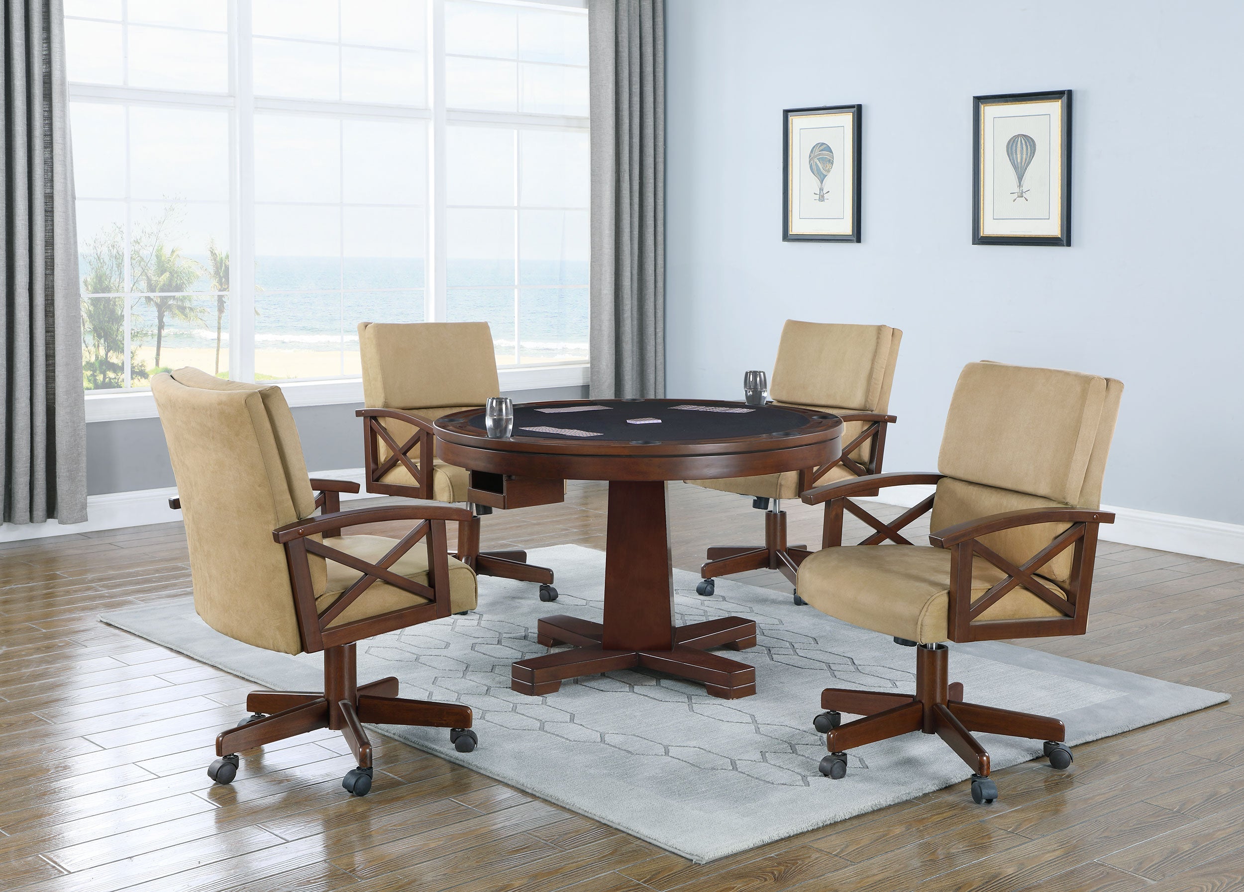 Marietta 3-in-1 Dining and Game Table Set Tobacco