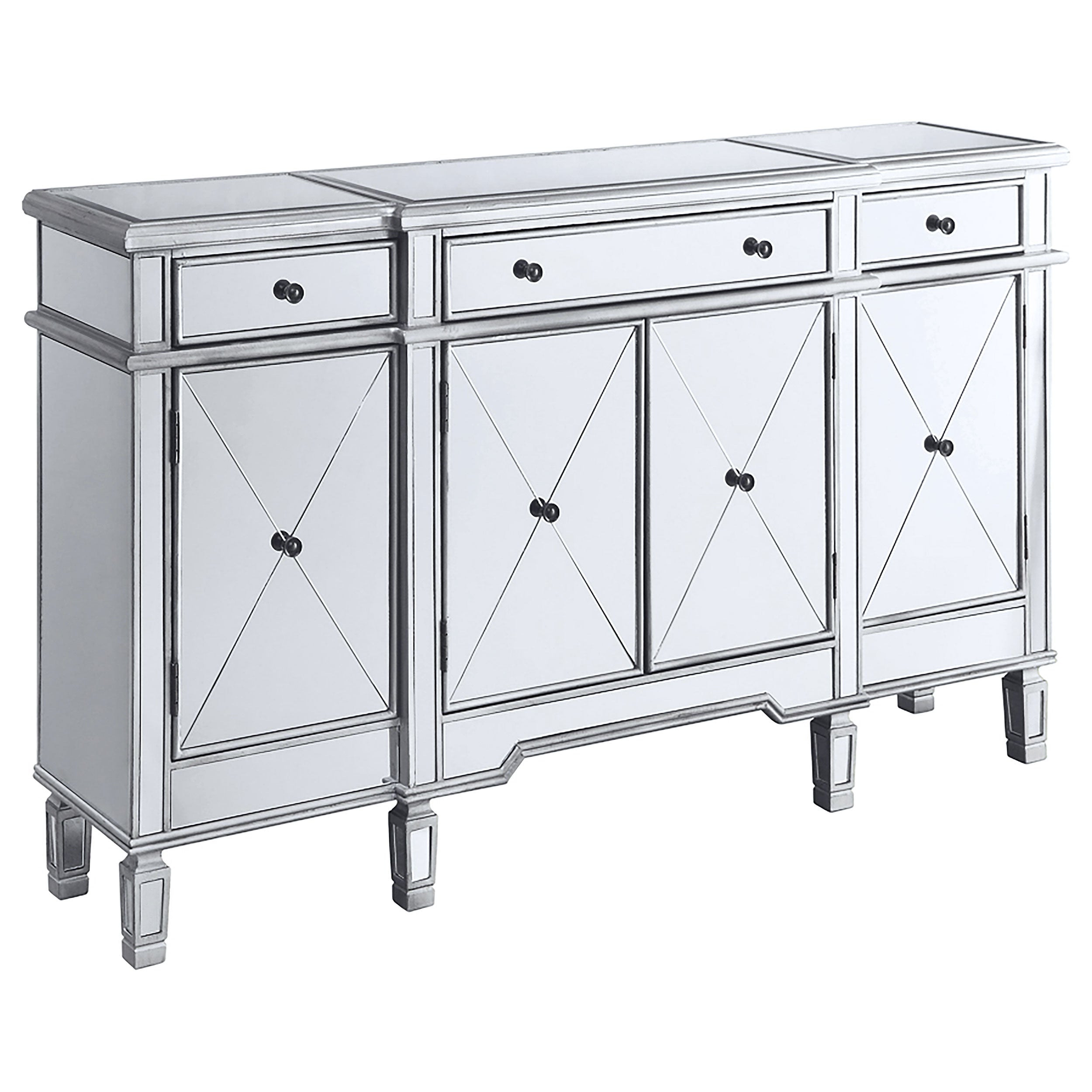 Aconitum 4-door Mirrored Storage Accent Cabinet Silver