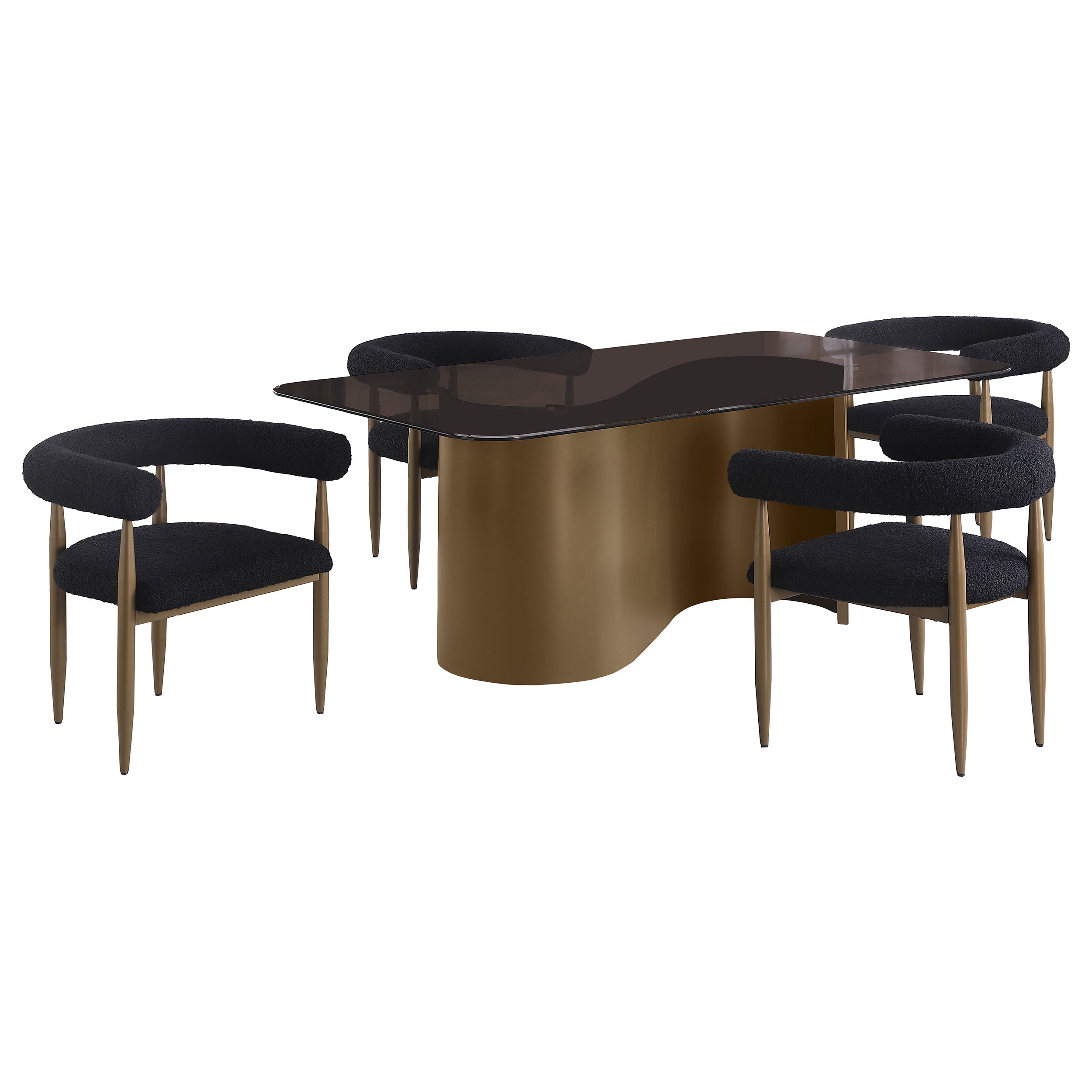 Edson Rectangular Glass Top Dining Table Set Bronze