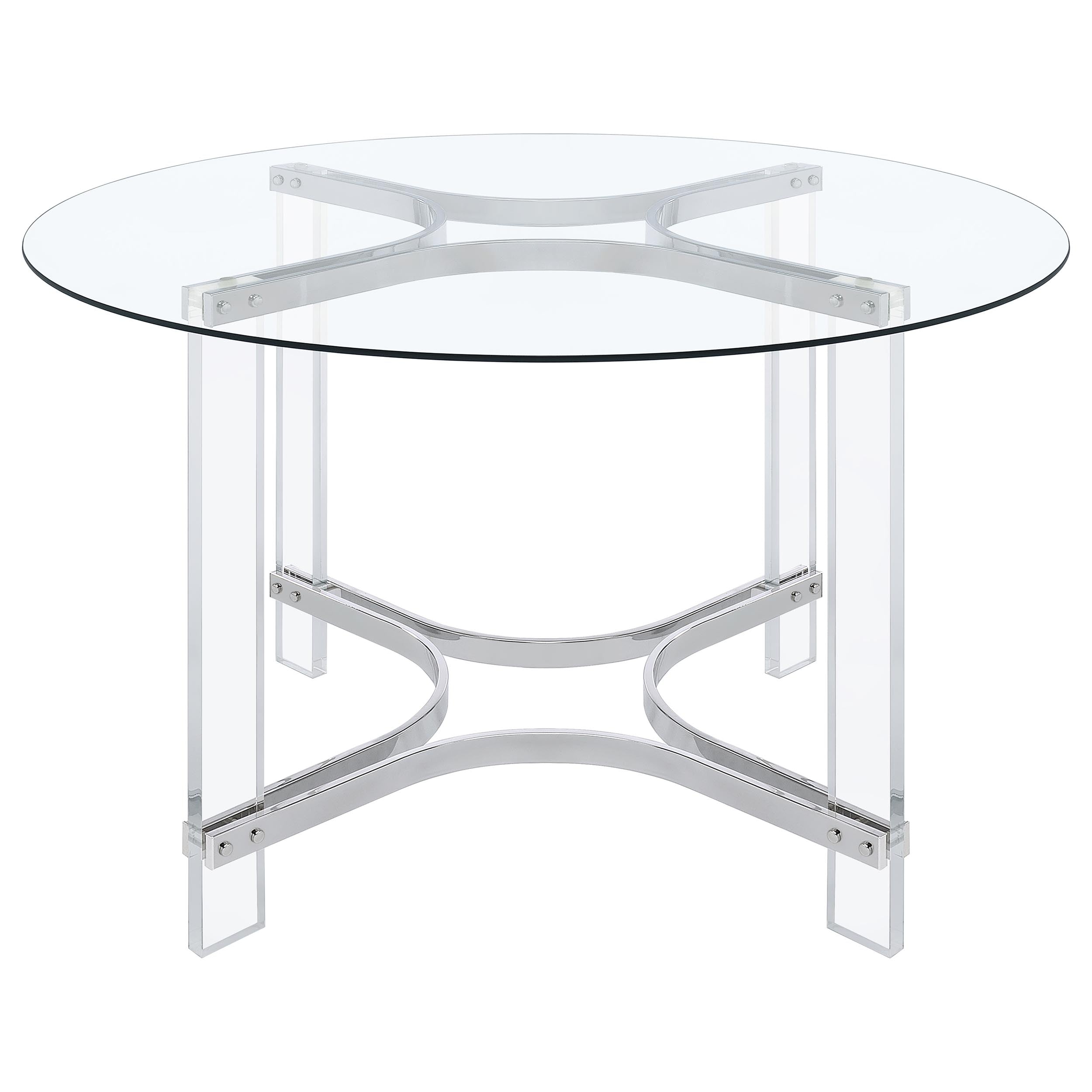 Keeling Round Glass Top Acrylic Dining Set Chrome