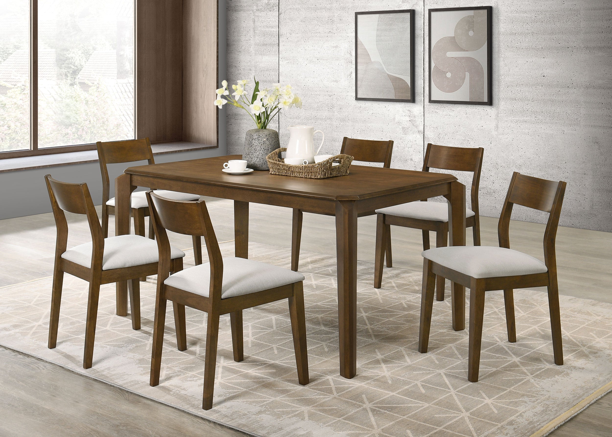 Almonte 59-inch Rectangular Dining Set Dark Brown