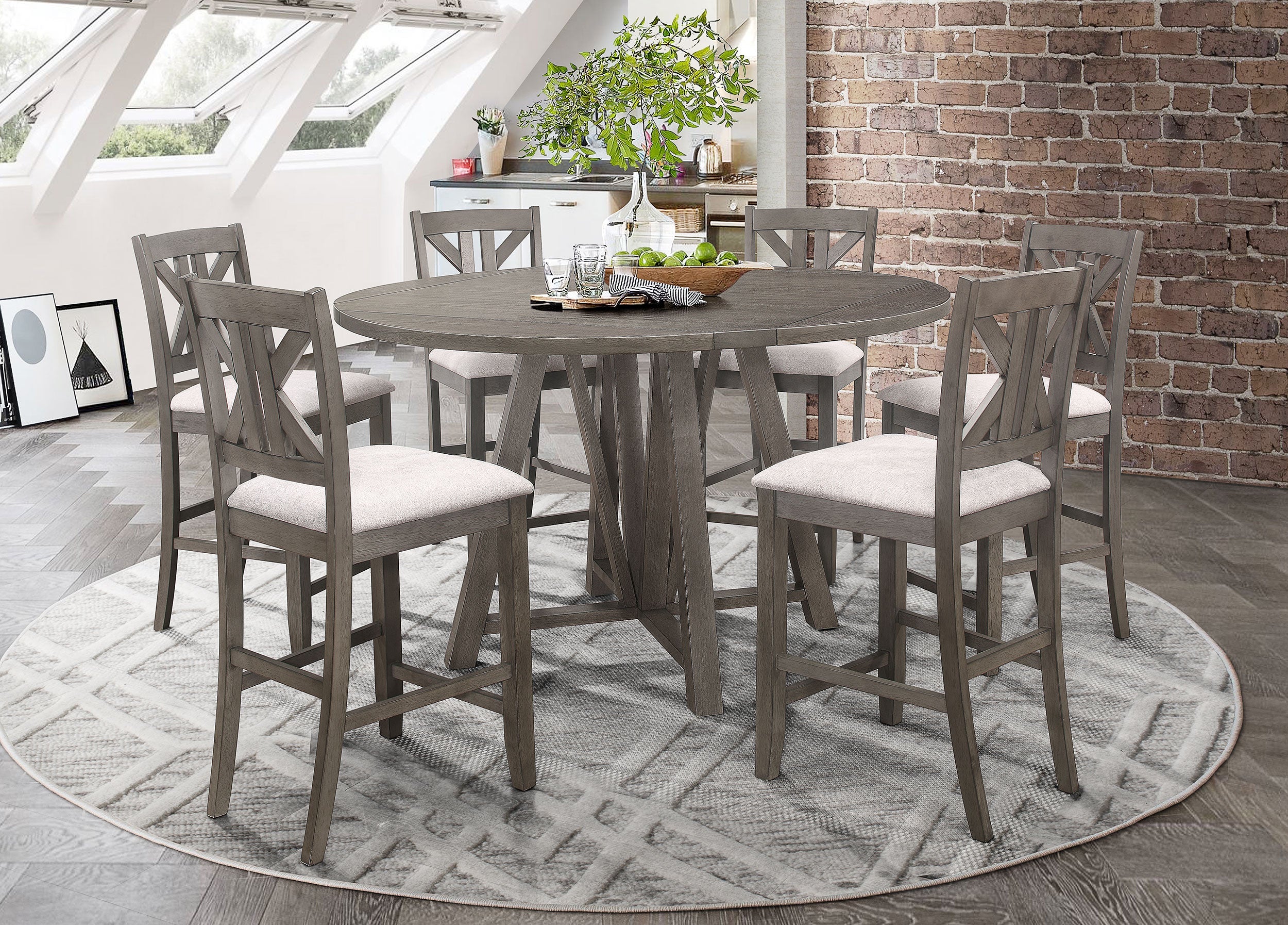 Athens Drop Leaf Counter Height Dining Set Barn Grey
