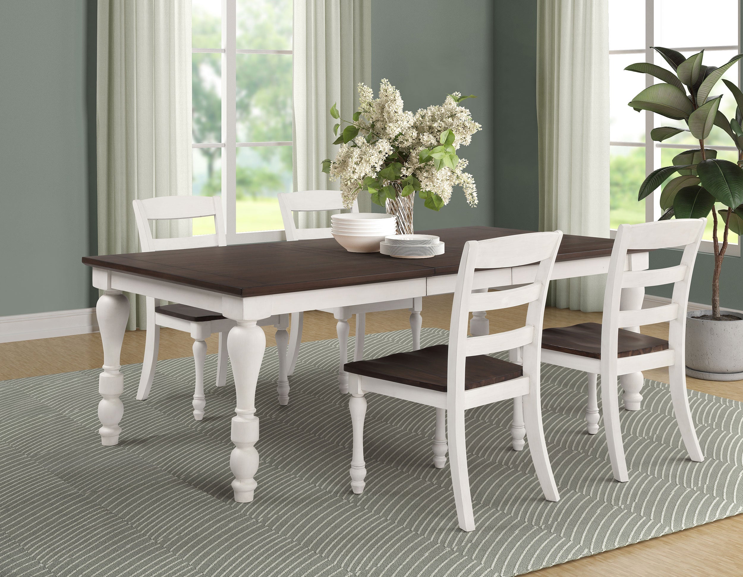 Madelyn Rectangular Dining Table Set Coastal White