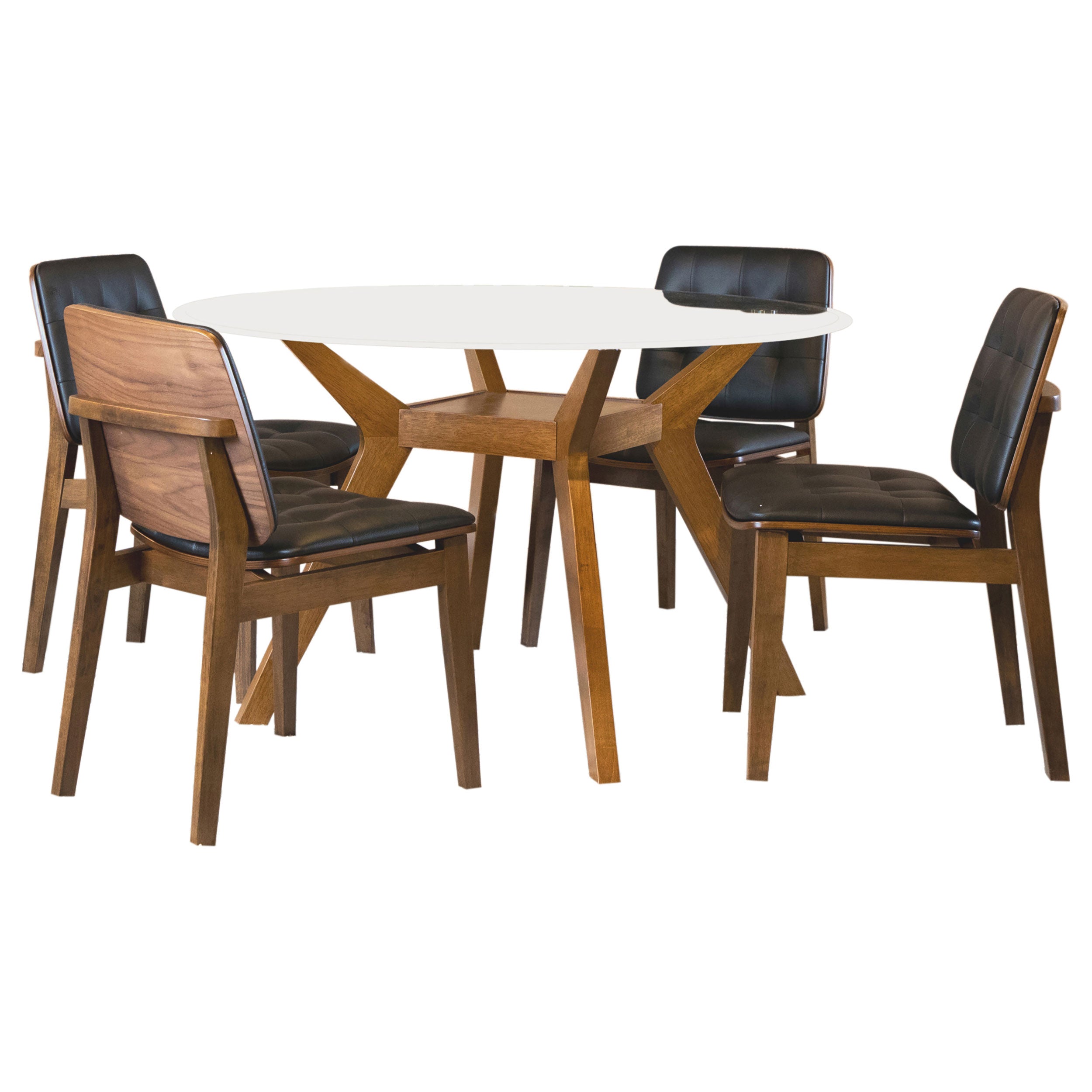 Paxton Round Glass Top Dining Table Set Nutmeg