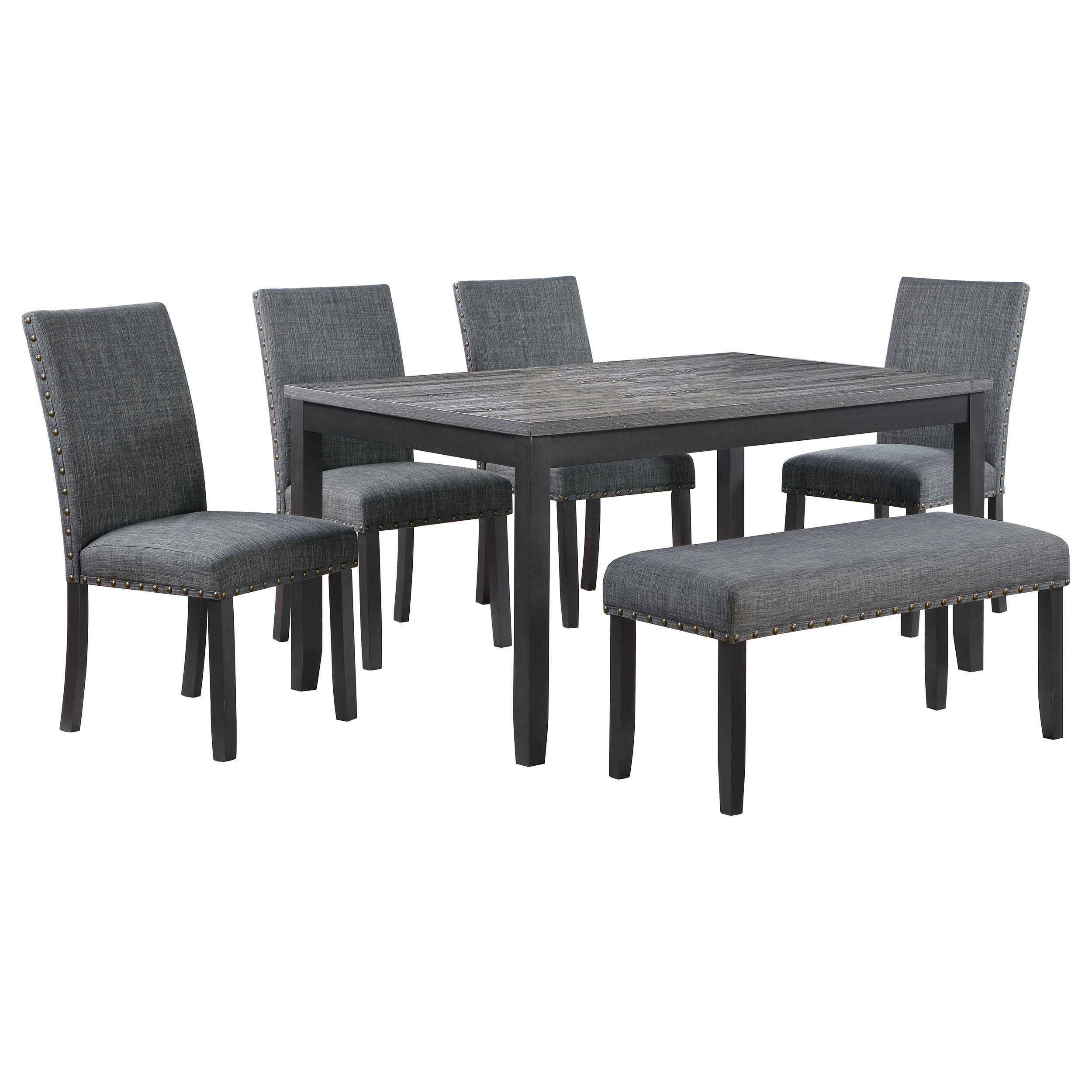 Barlow Rectangular Dining Table Set Grey and Black