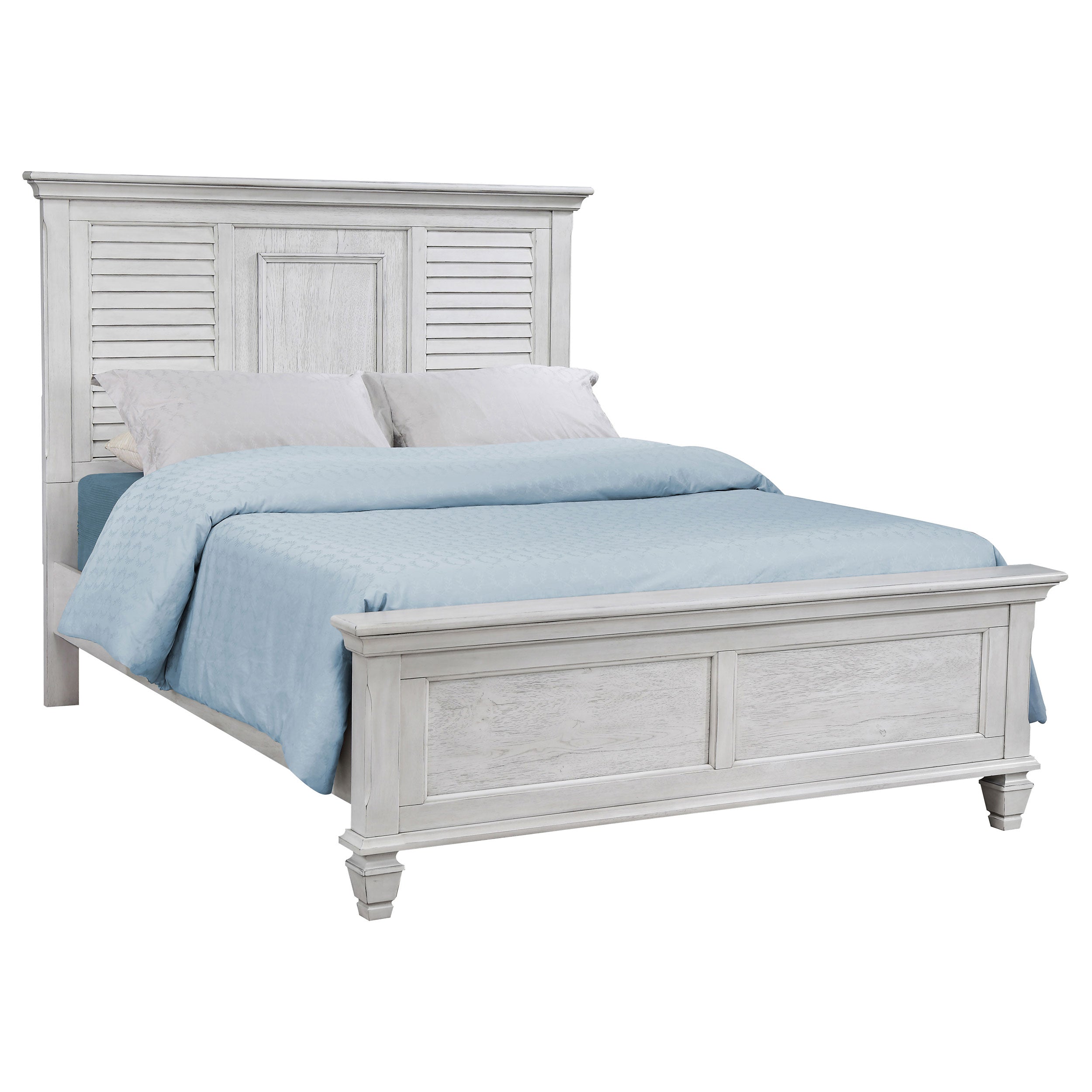 Franco Wood Panel Bed Distressed White