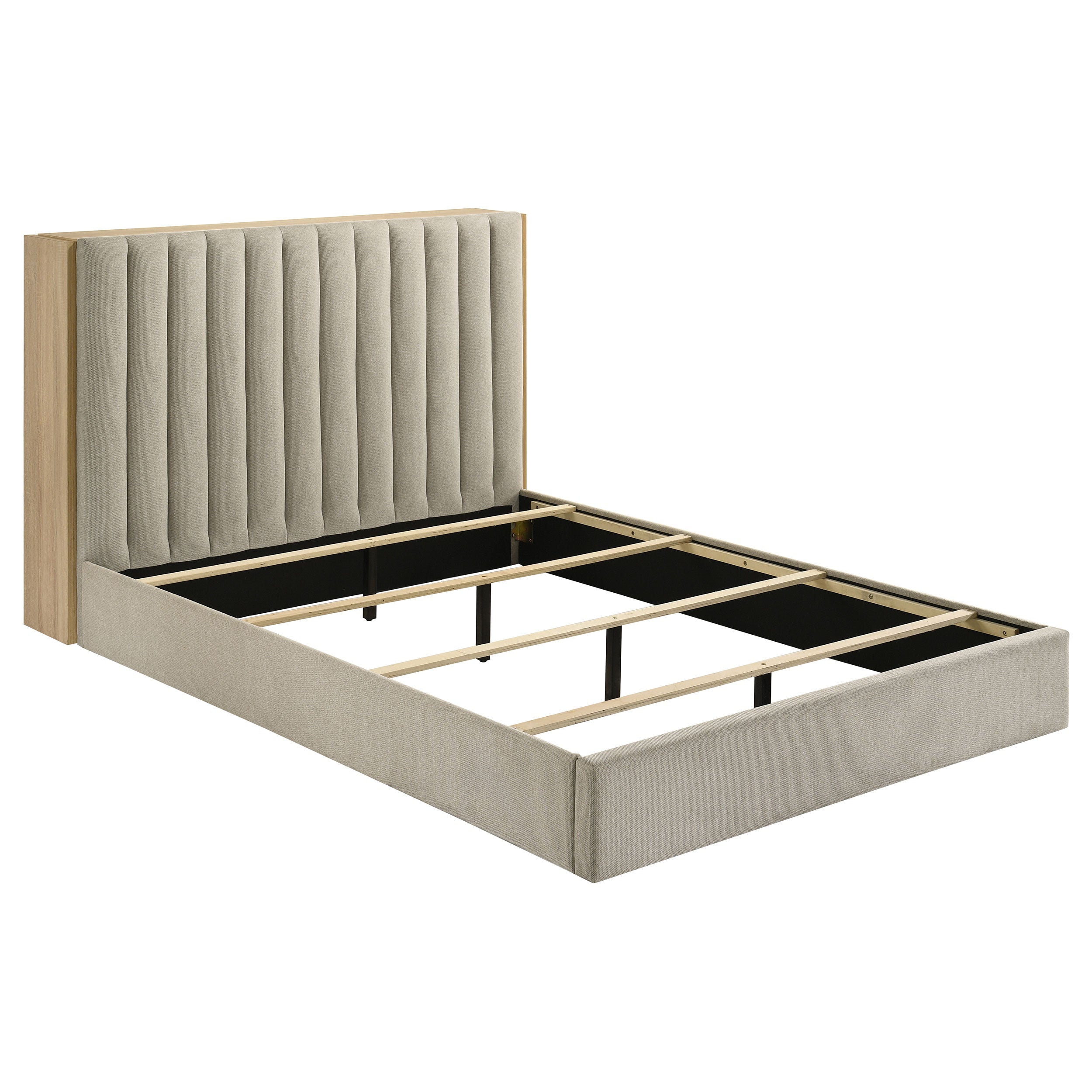 Arielle Bookcase Panel Storage Bed Light Oak