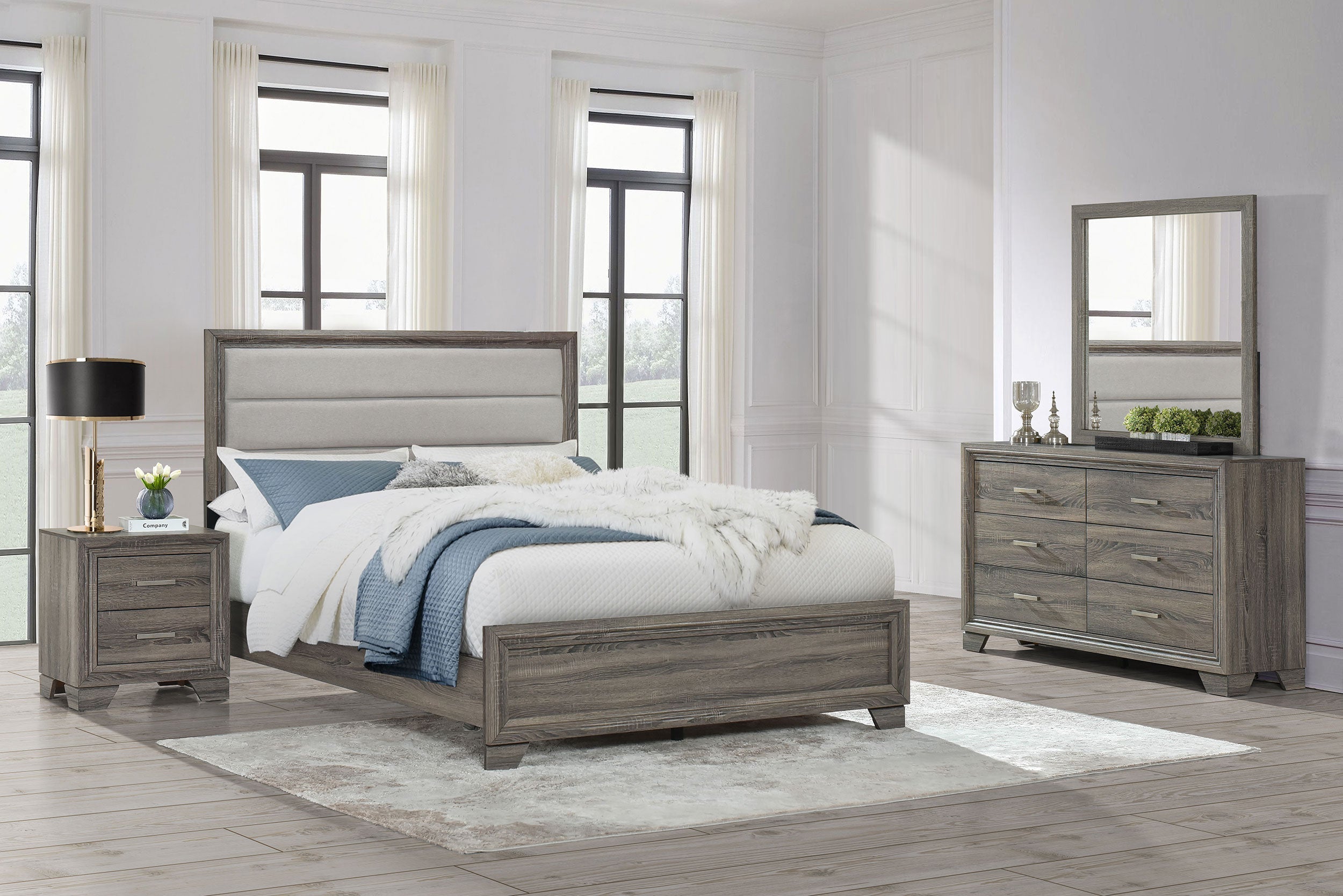 Wright California King Bedroom Set Brown Oak