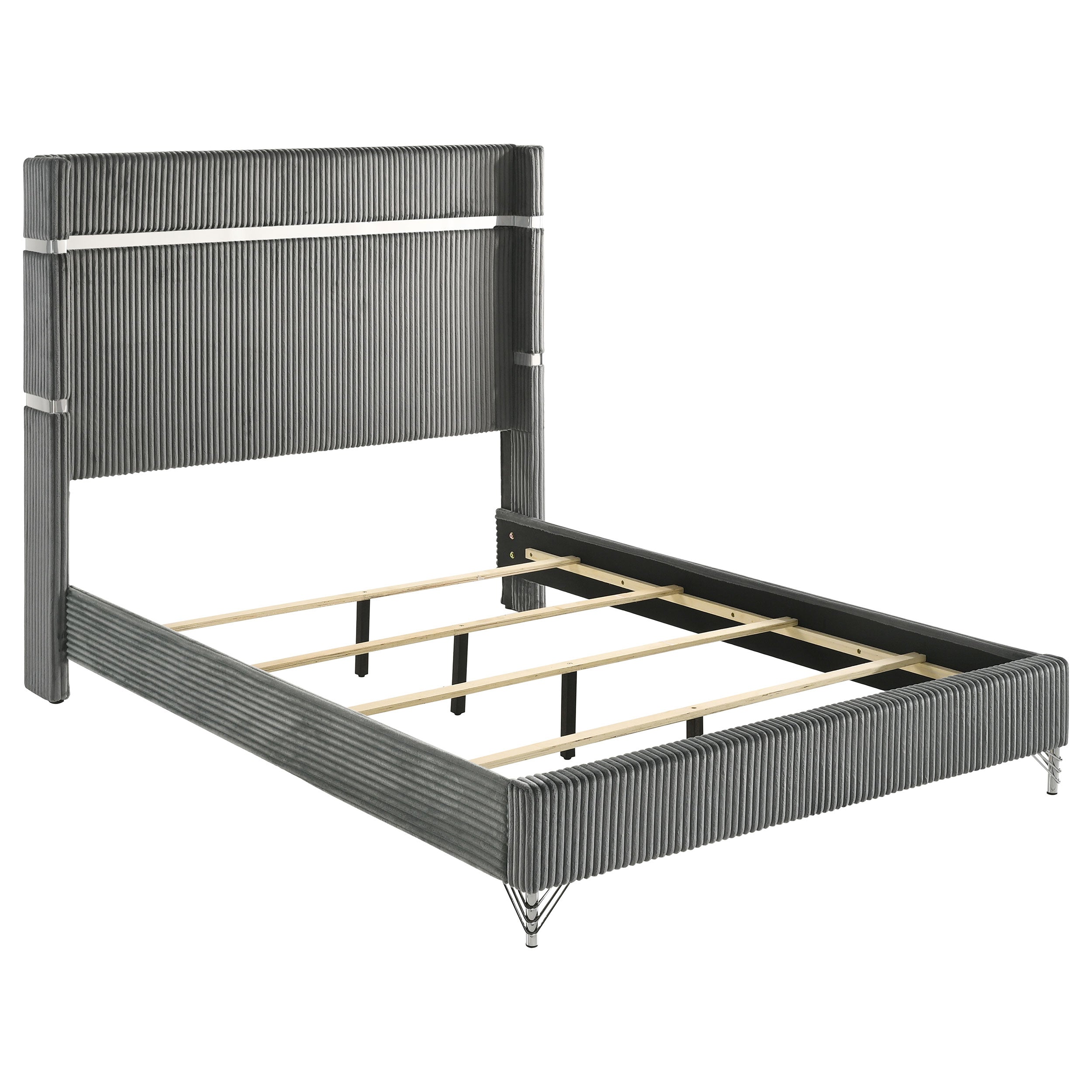 Lucia 61-inch Upholstered Wingback Bed Grey