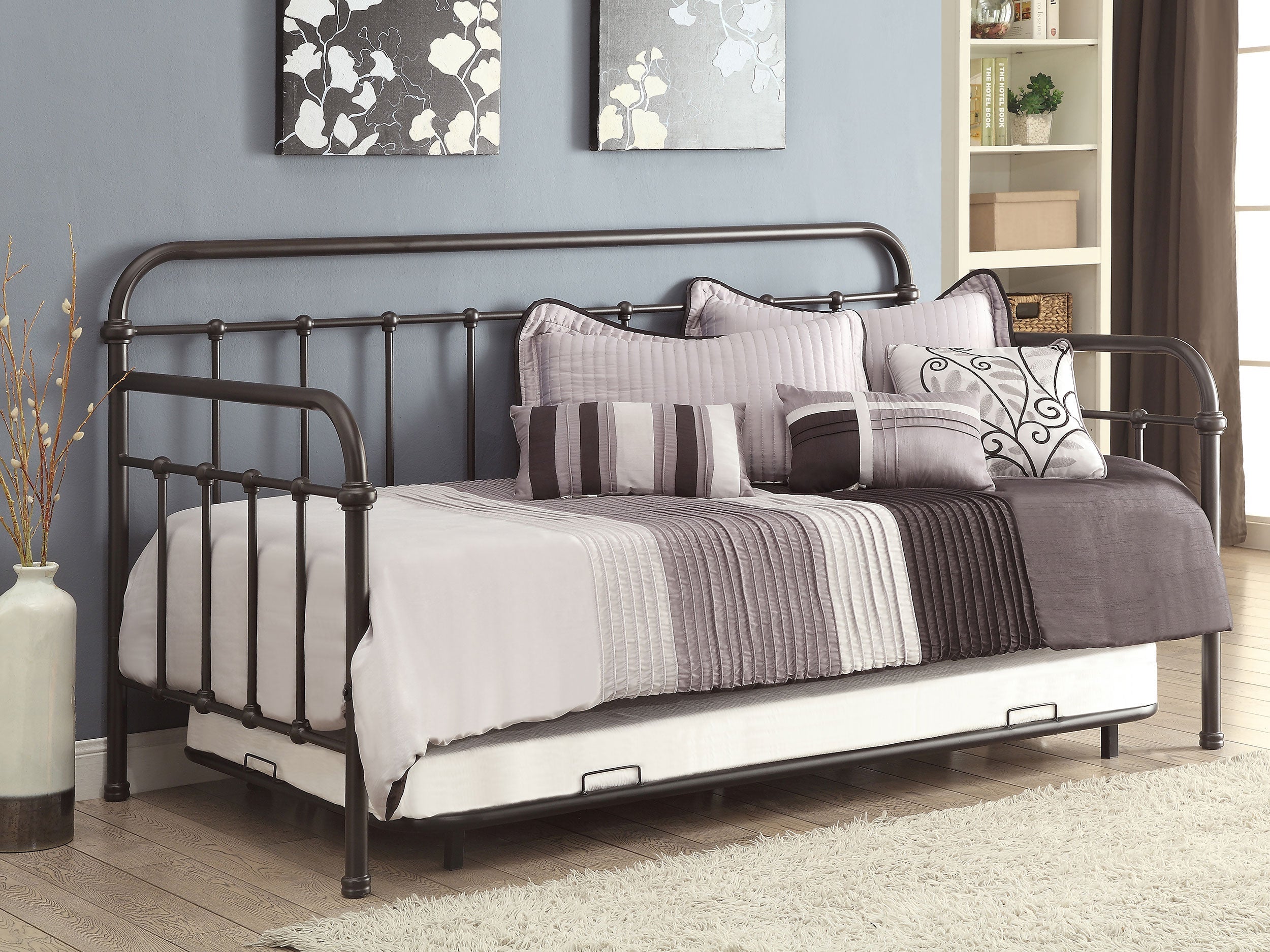 Livingston Metal Daybed with Trundle Dark Bronze