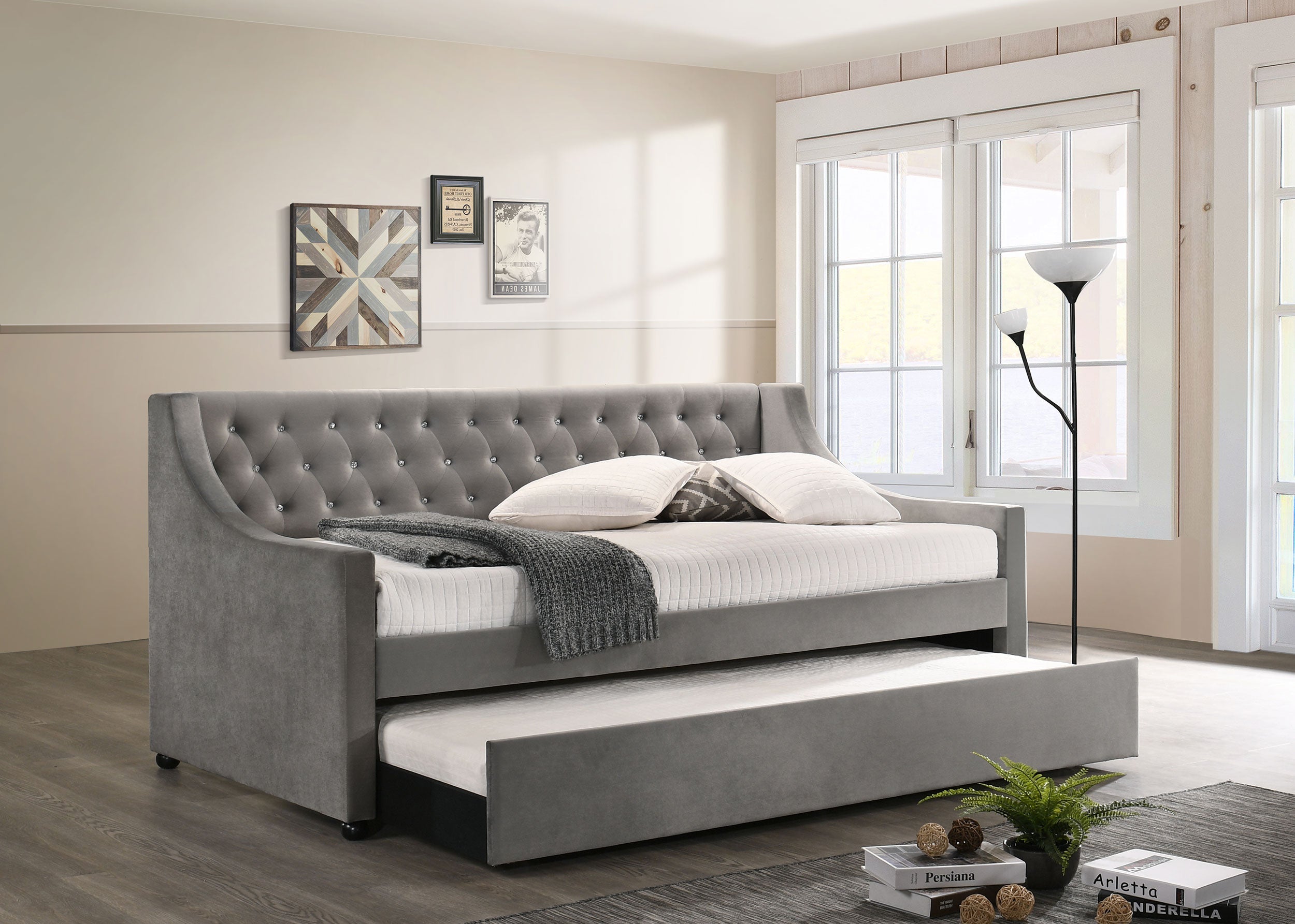 Chatsboro Upholstered Daybed with Trundle Grey