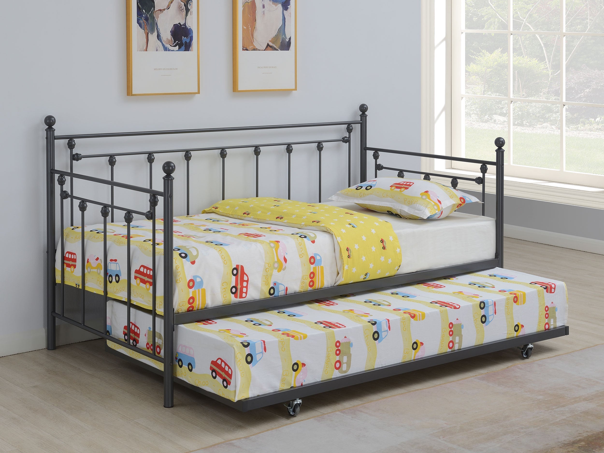Nocus Metal Daybed with Trundle Gunmetal