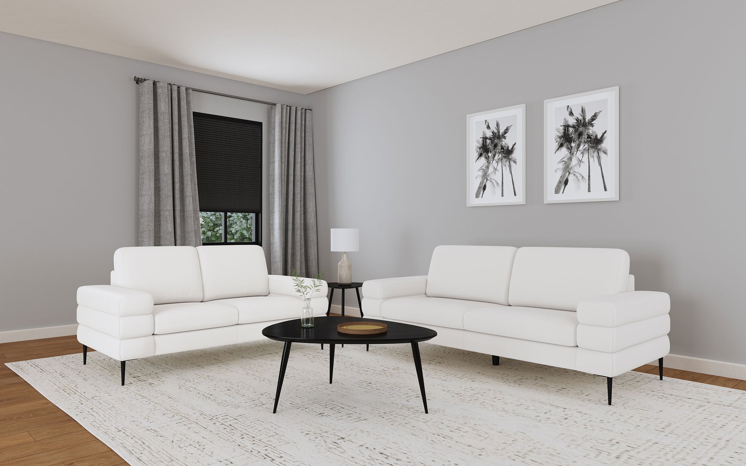 Jessel Chenille Upholstered Sofa Set Ivory