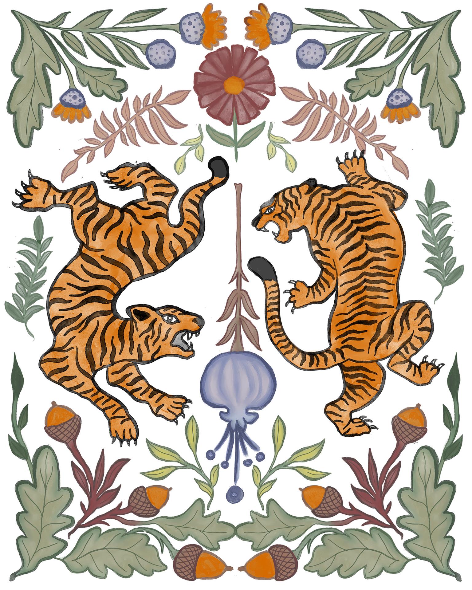 Tiger Duo By Elizabeth Medley Giclee Canvas