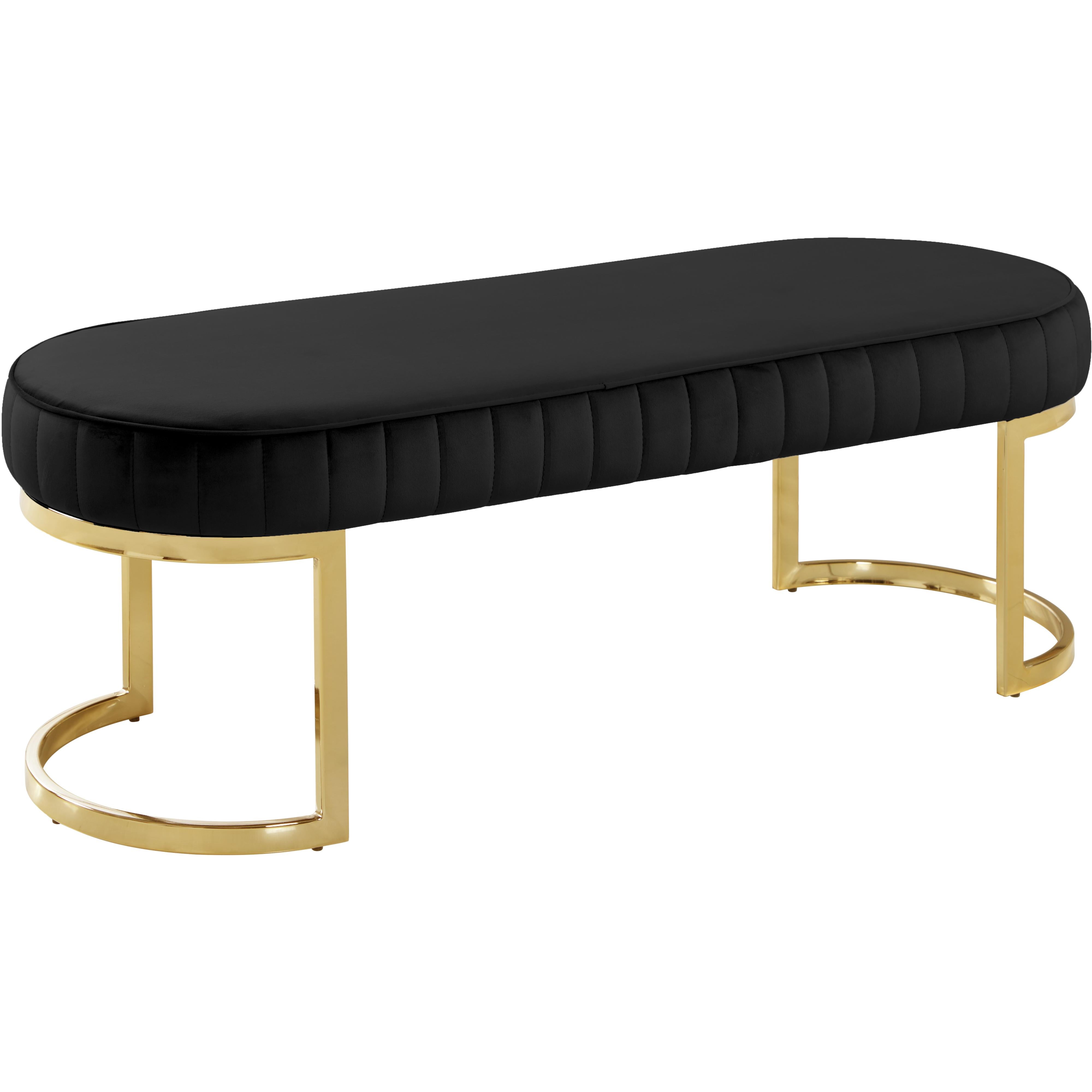 Meridian Lemar Black Velvet Bench