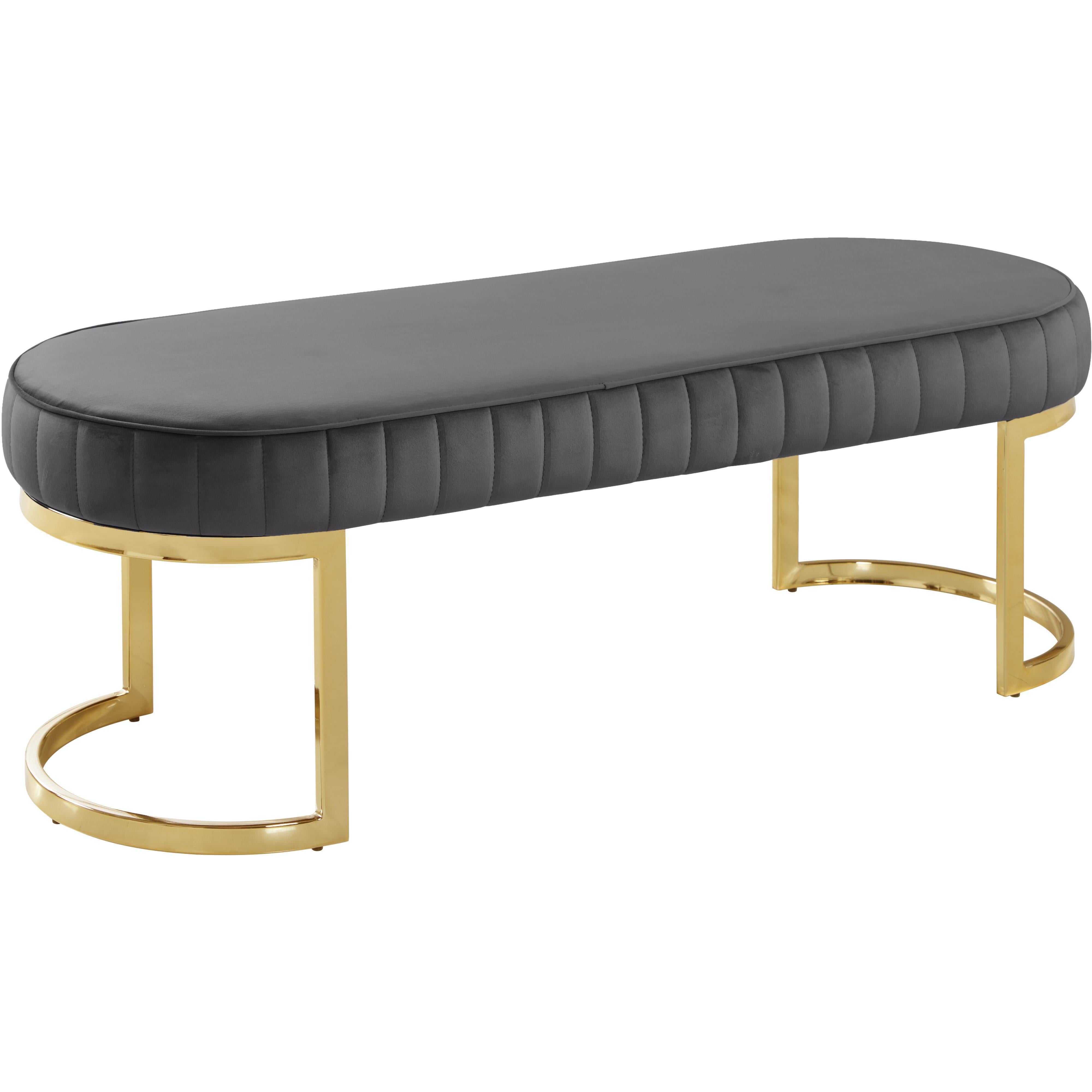Meridian Lemar Grey Velvet Bench