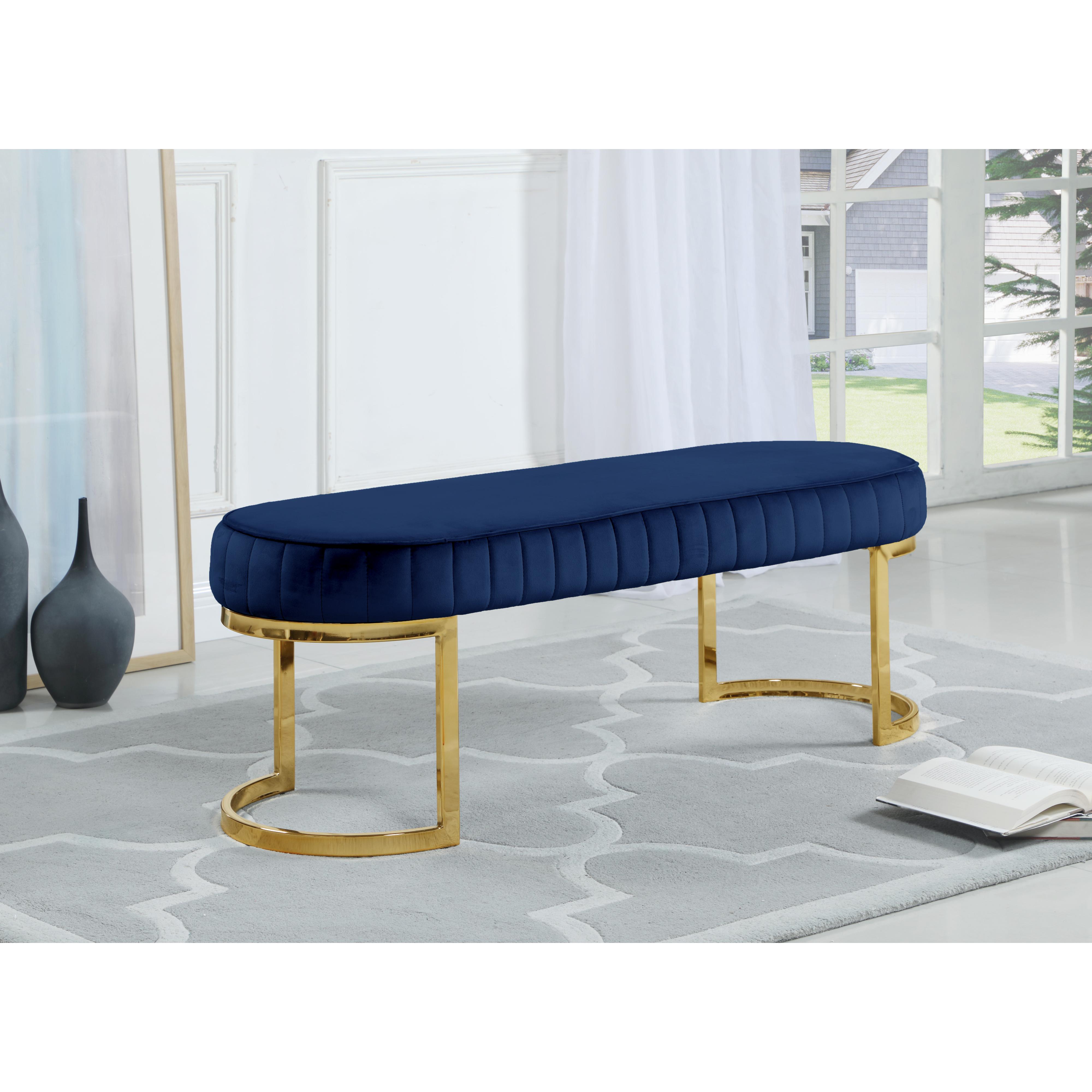 Meridian Lemar Navy Velvet Bench