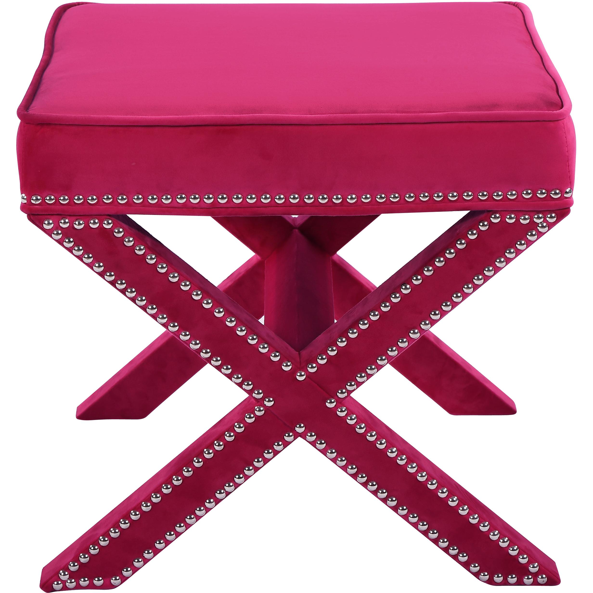 Meridian Nixon Pink Velvet Ottoman/Bench