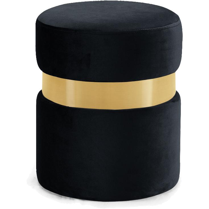 Meridian Hailey Black Velvet Ottoman/Stool