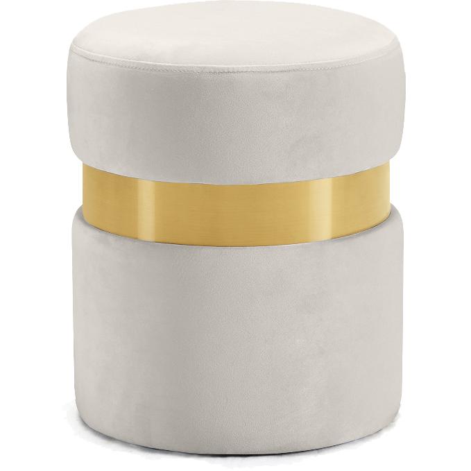 Meridian Hailey Cream Velvet Ottoman/Stool
