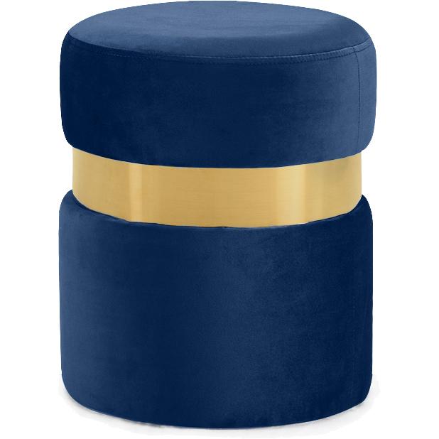 Meridian Hailey Navy Velvet Ottoman/Stool