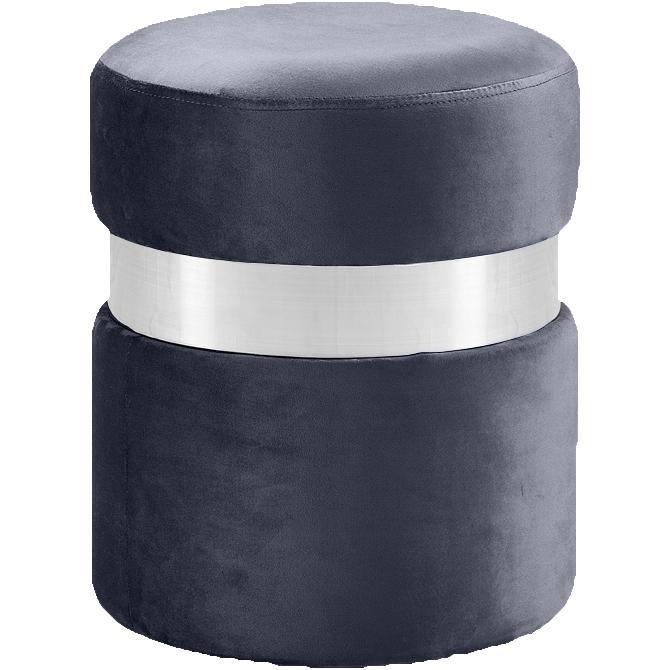 Meridian Hailey Grey Velvet Ottoman/Stool