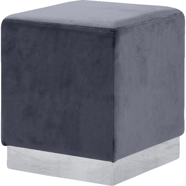 Meridian Jax Grey Velvet Ottoman/Stool