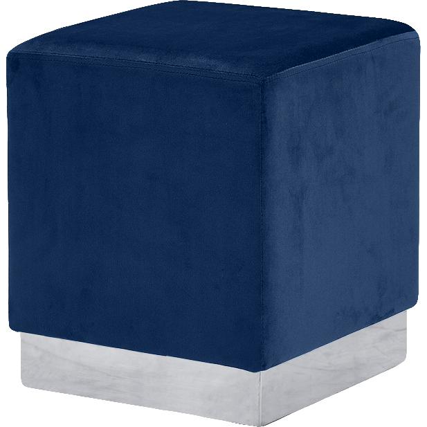 Meridian Jax Navy Velvet Ottoman/Stool