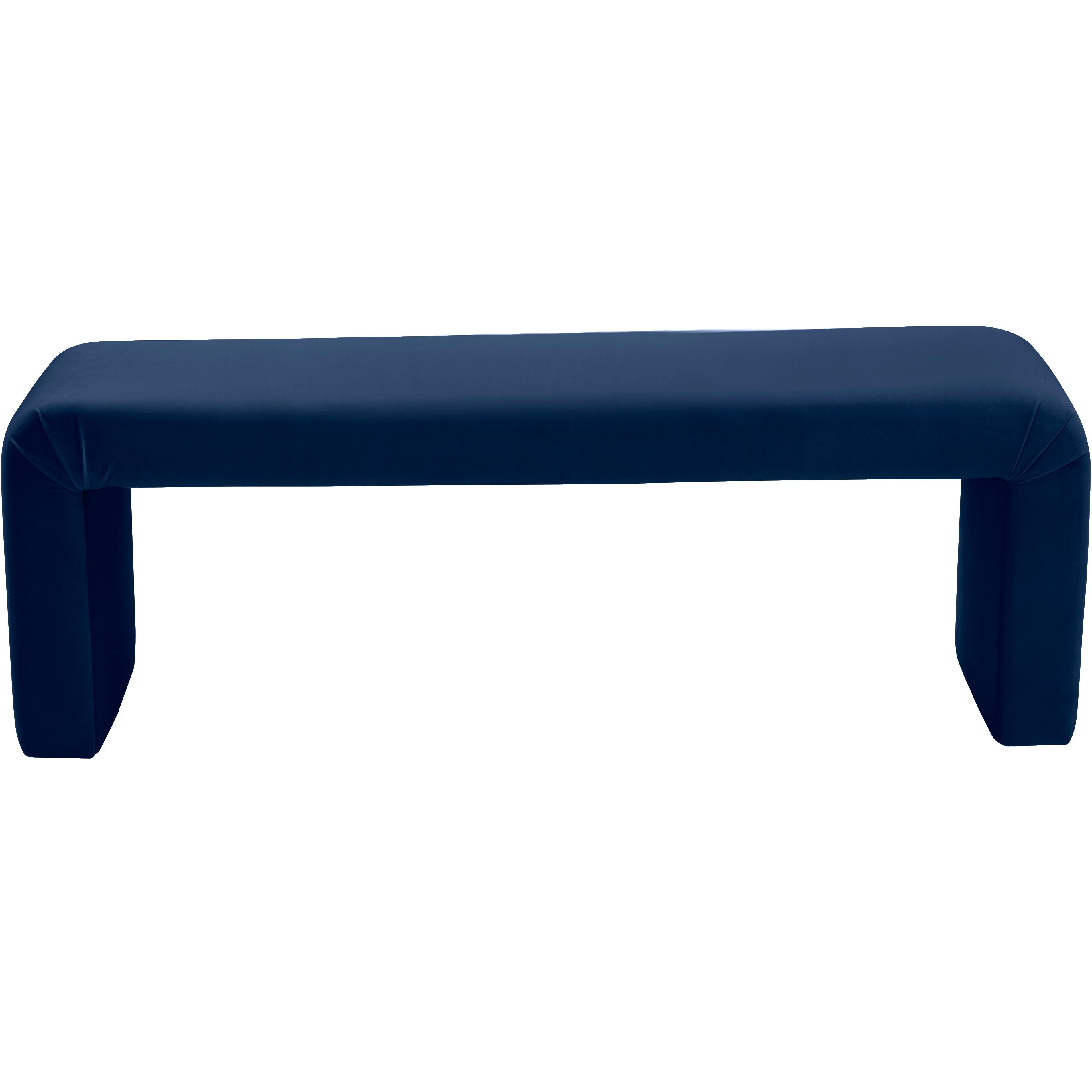 Meridian Minimalist Navy Velvet Bench