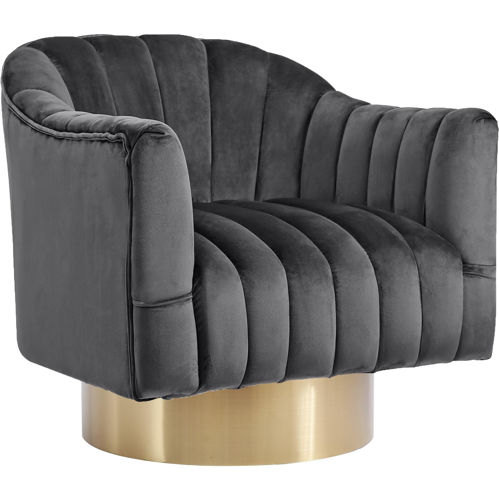 Meridian Farrah Grey Velvet Accent Chair