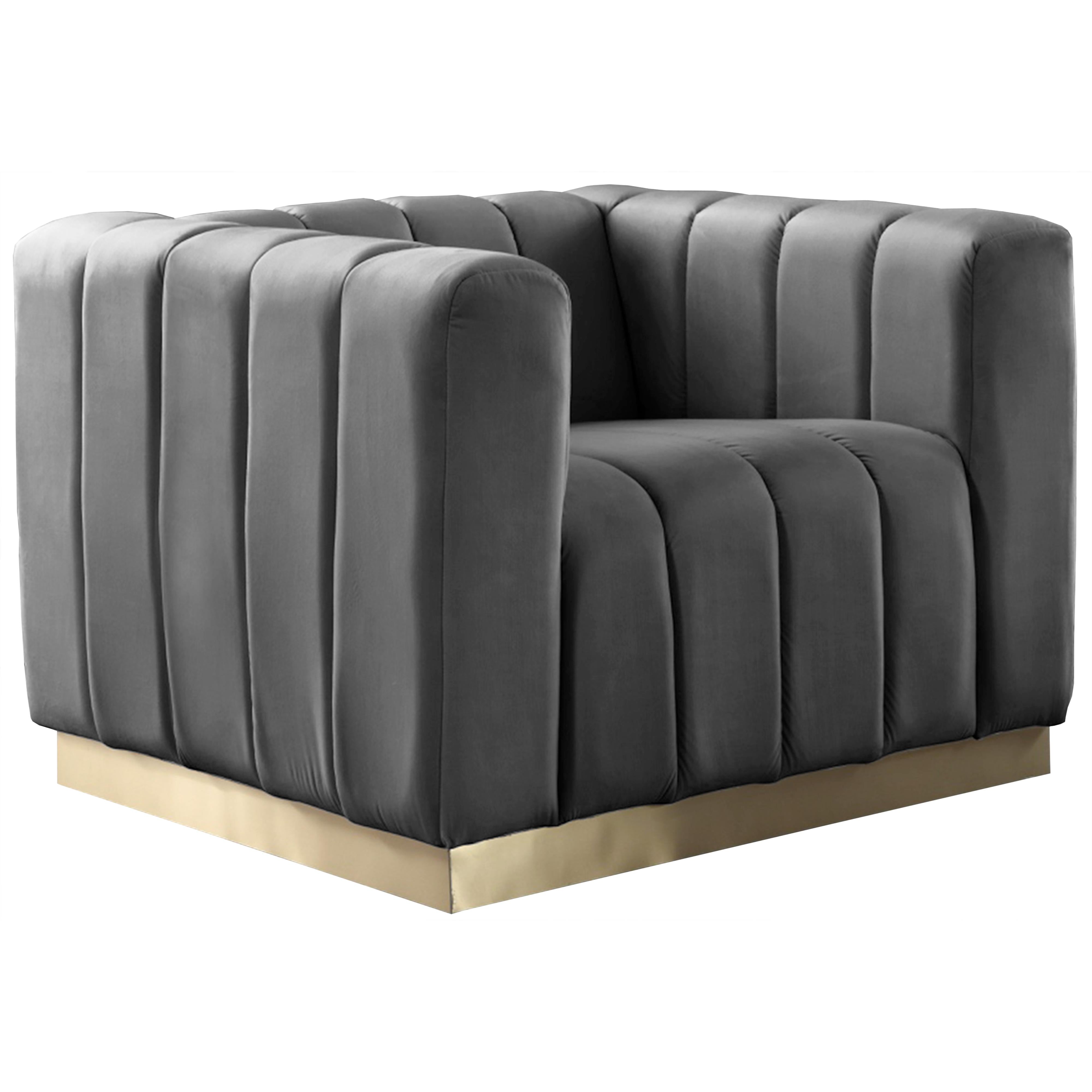 Meridian Marlon Grey Velvet Chair