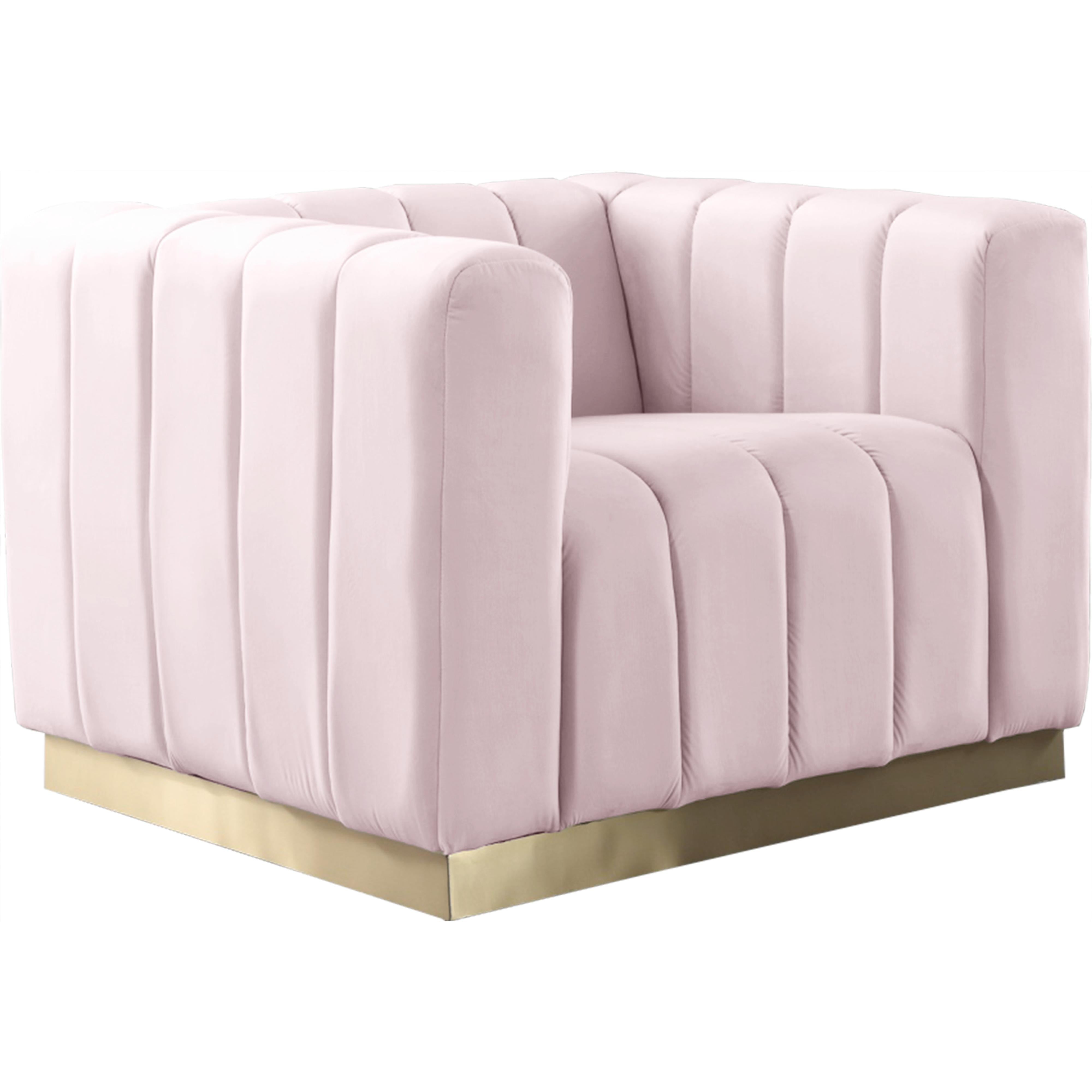 Meridian Marlon Pink Velvet Chair