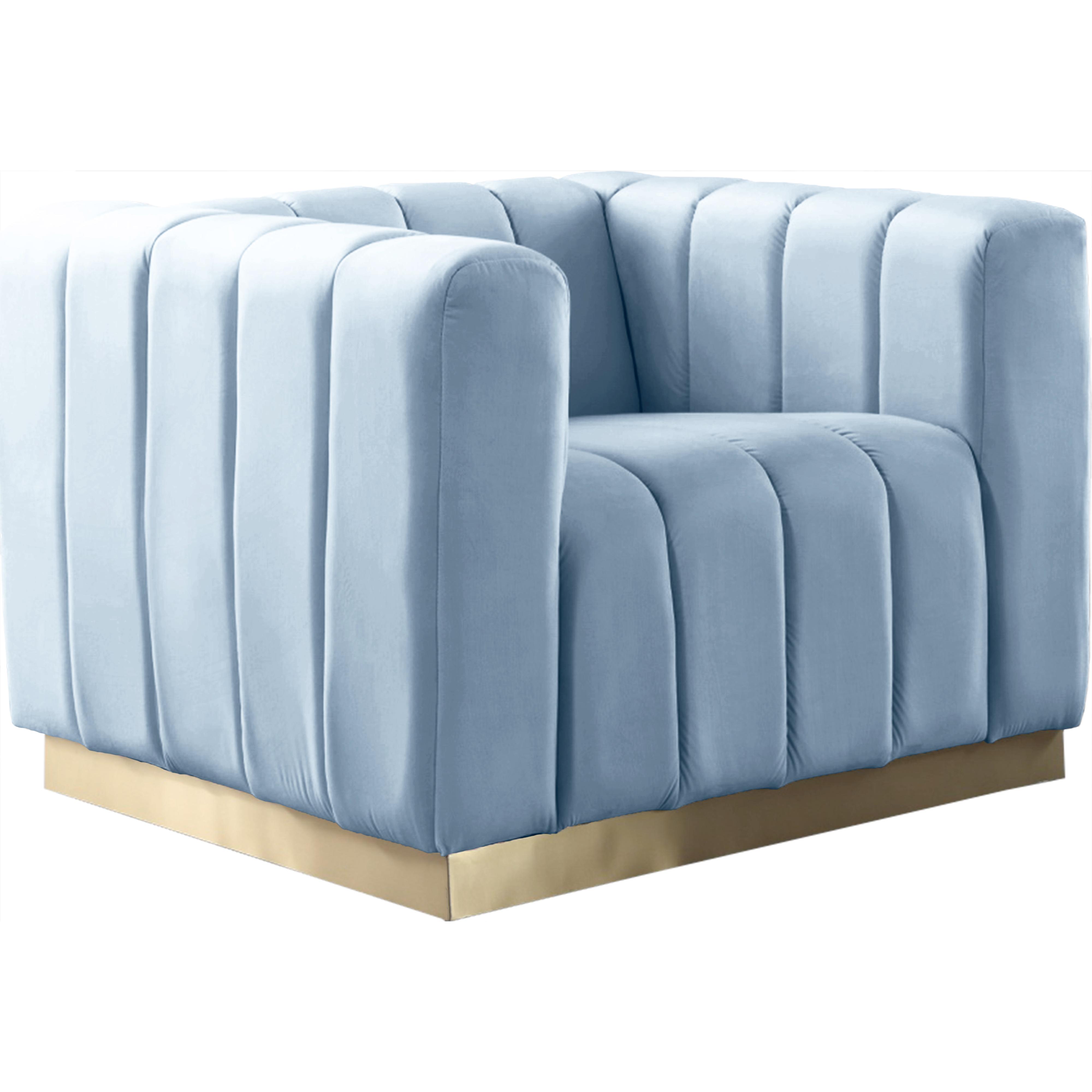 Meridian Marlon Sky Blue Velvet Chair