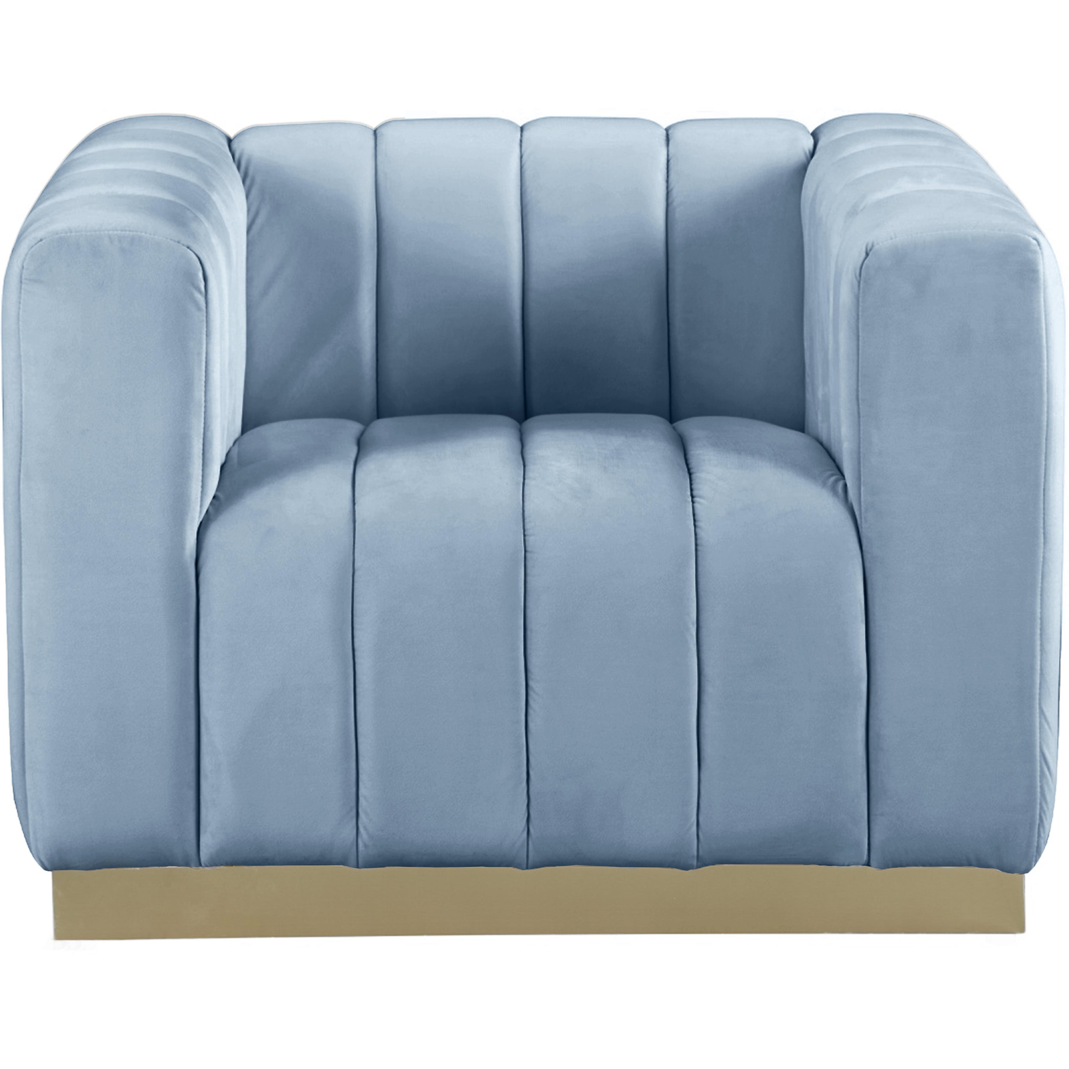 Meridian Marlon Sky Blue Velvet Chair