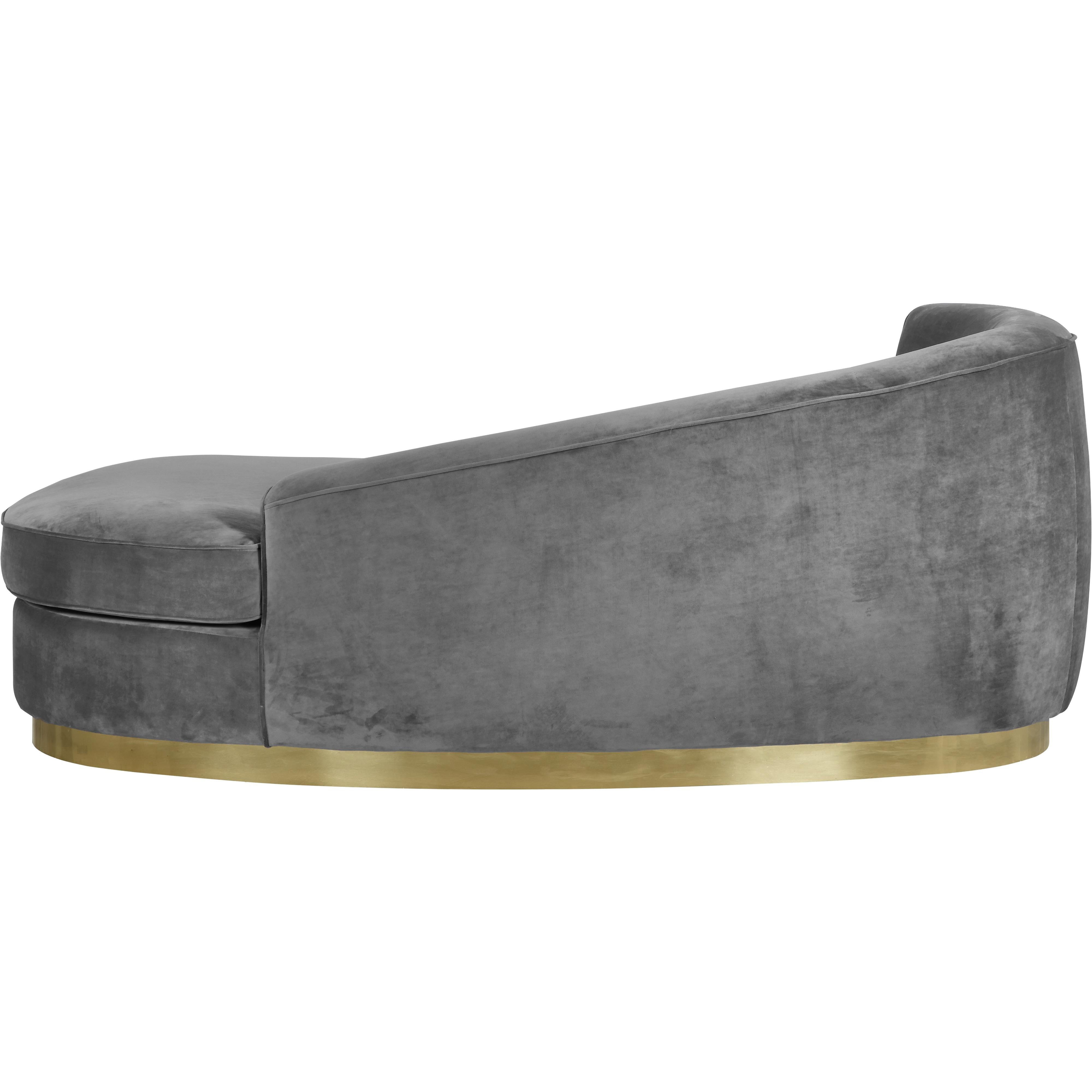 Meridian Julian Grey Velvet Chaise