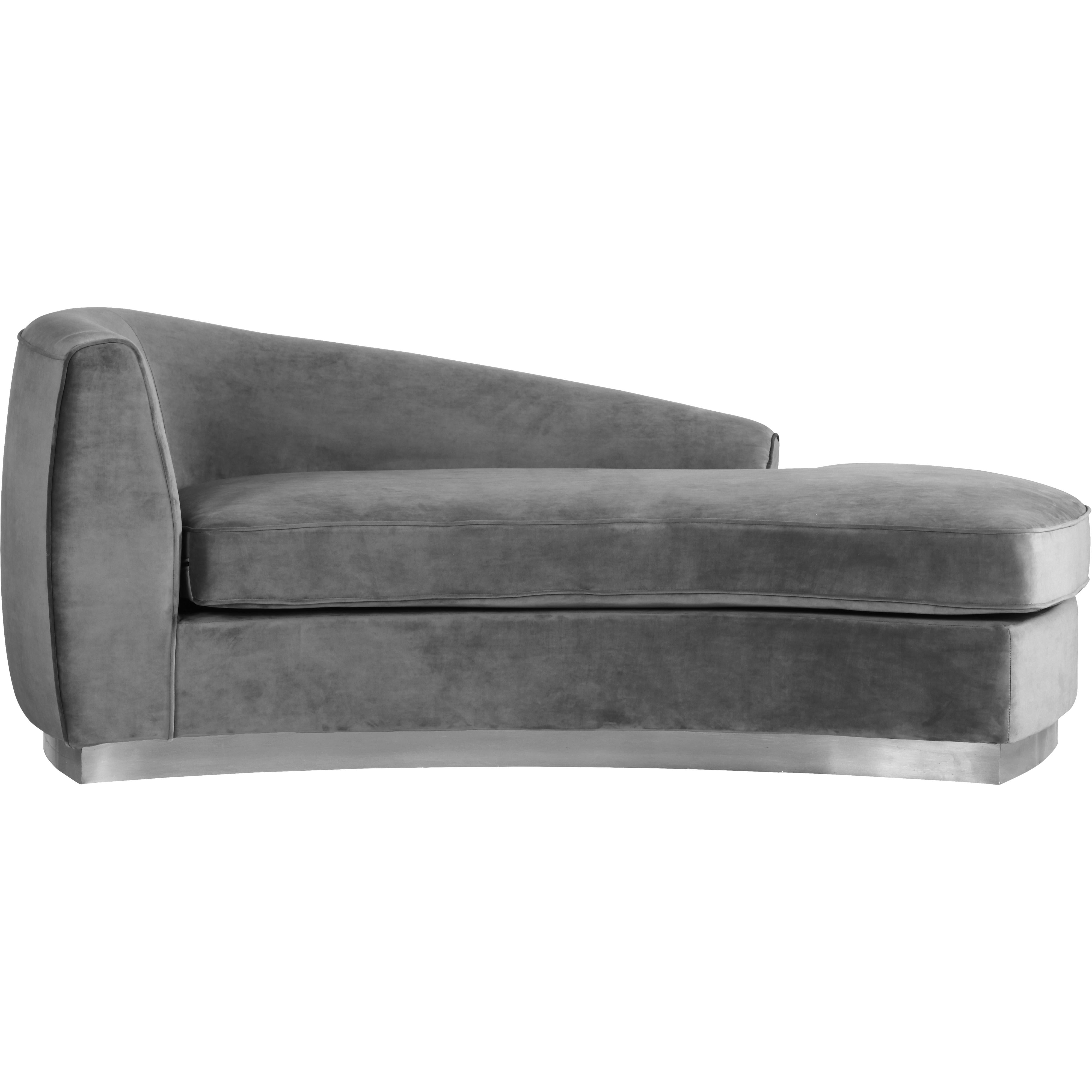 Meridian Julian Grey Velvet Chaise