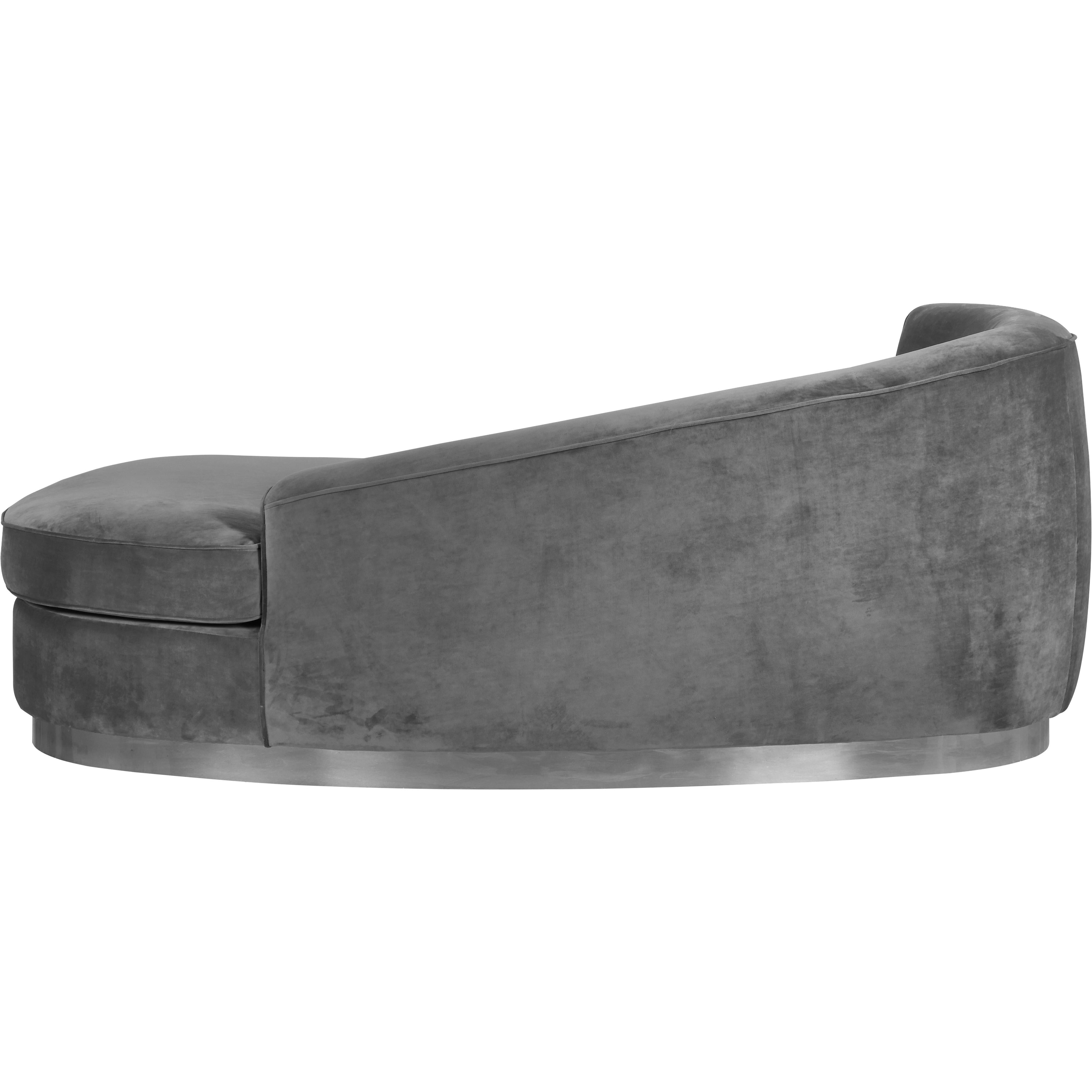 Meridian Julian Grey Velvet Chaise