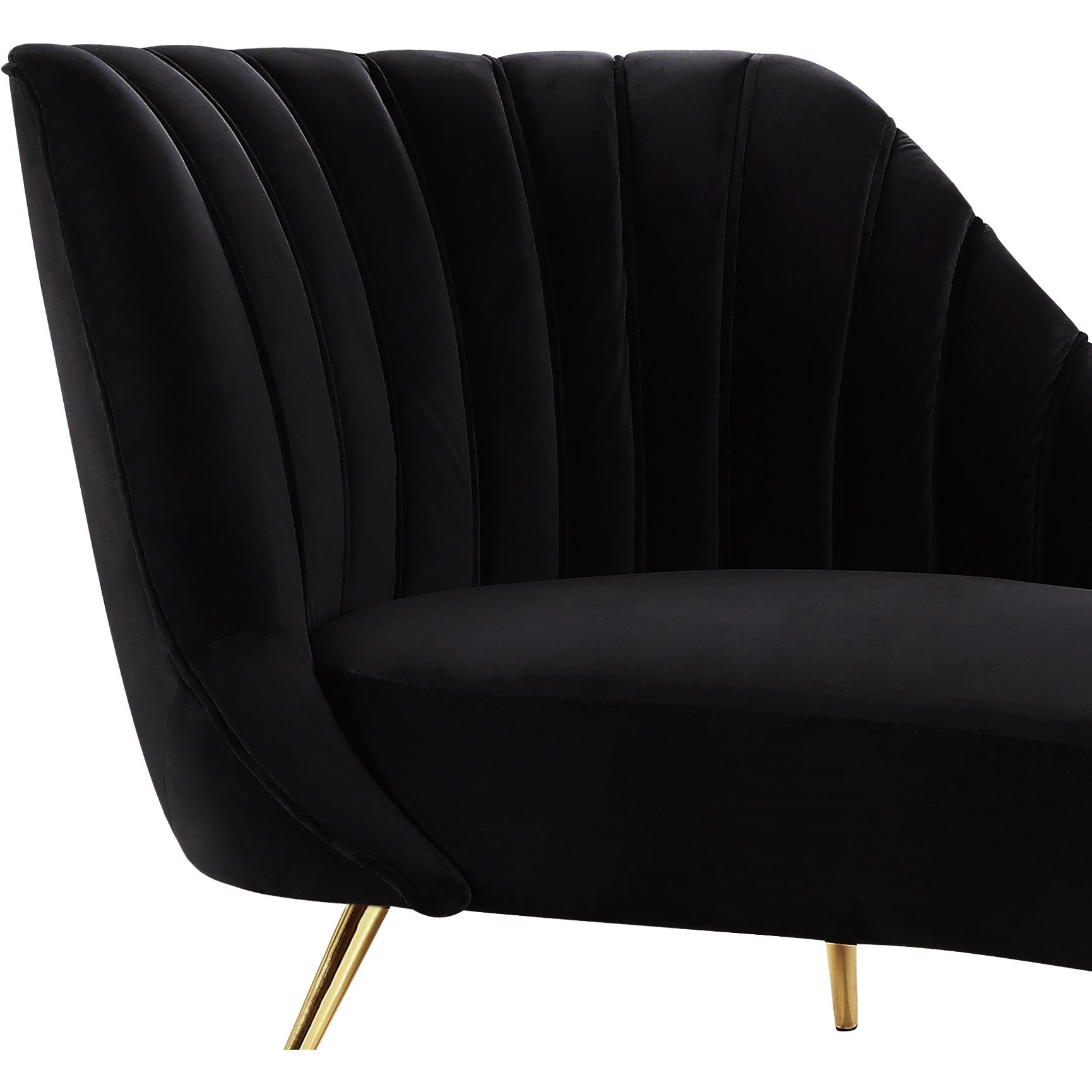 Meridian Margo Black Velvet Chaise