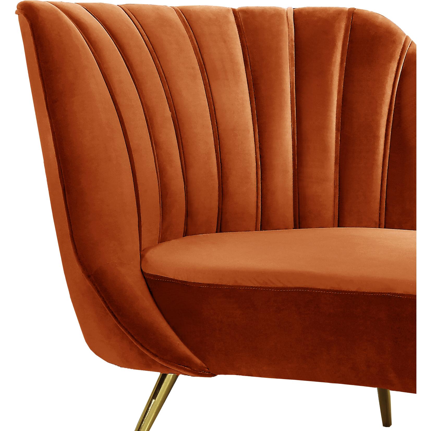 Meridian Margo Cognac Velvet Chaise
