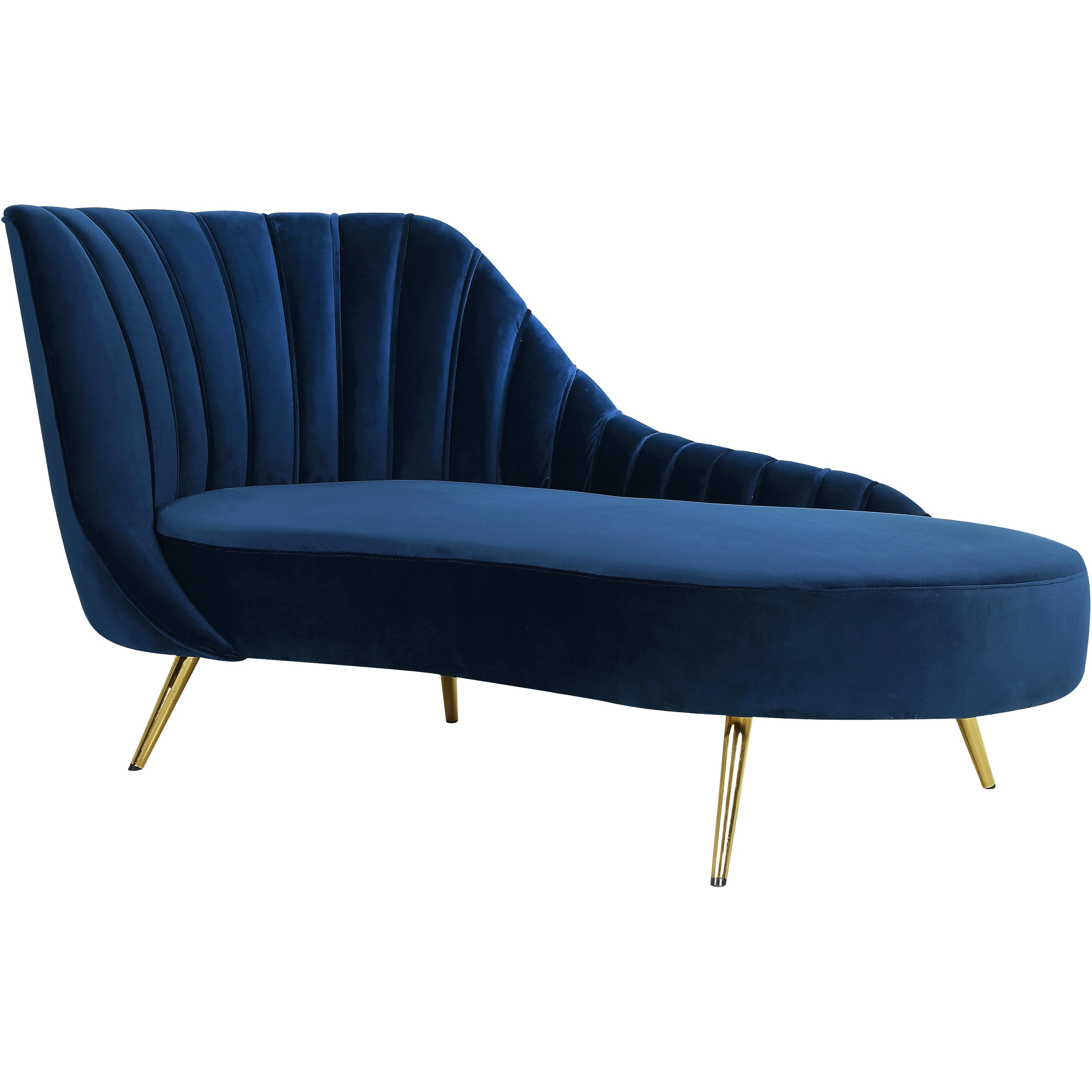 Meridian Margo Navy Velvet Chaise