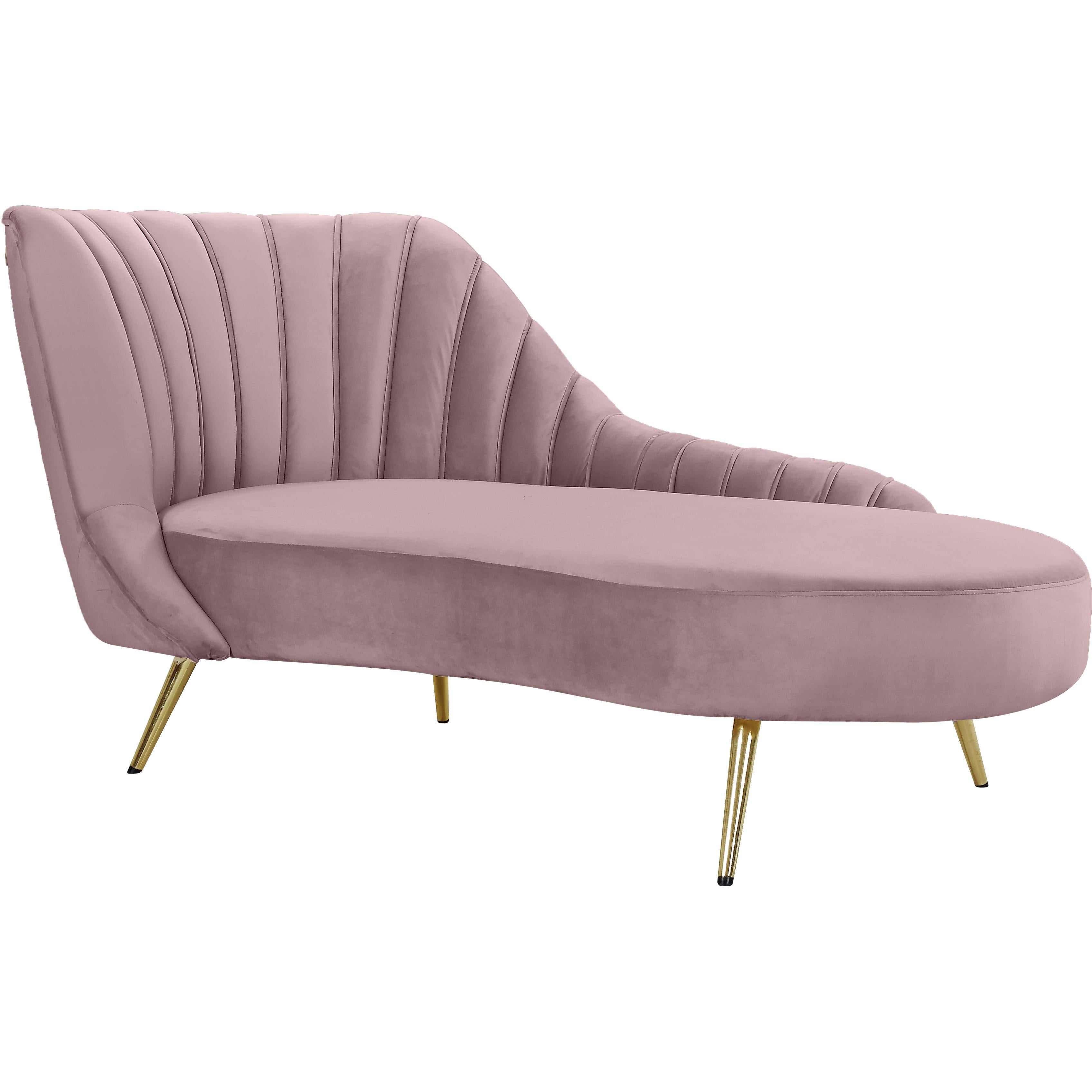 Meridian Margo Pink Velvet Chaise