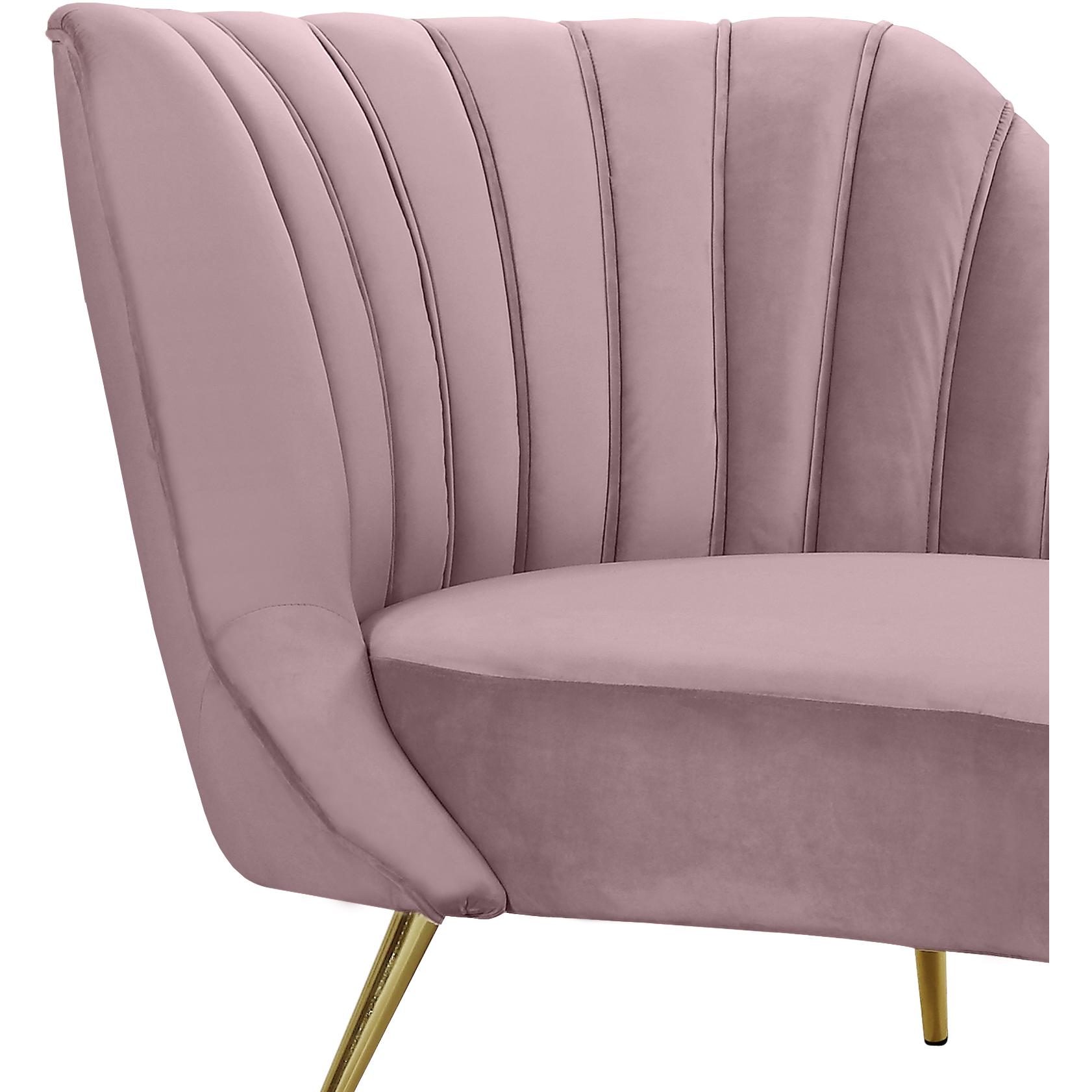 Meridian Margo Pink Velvet Chaise