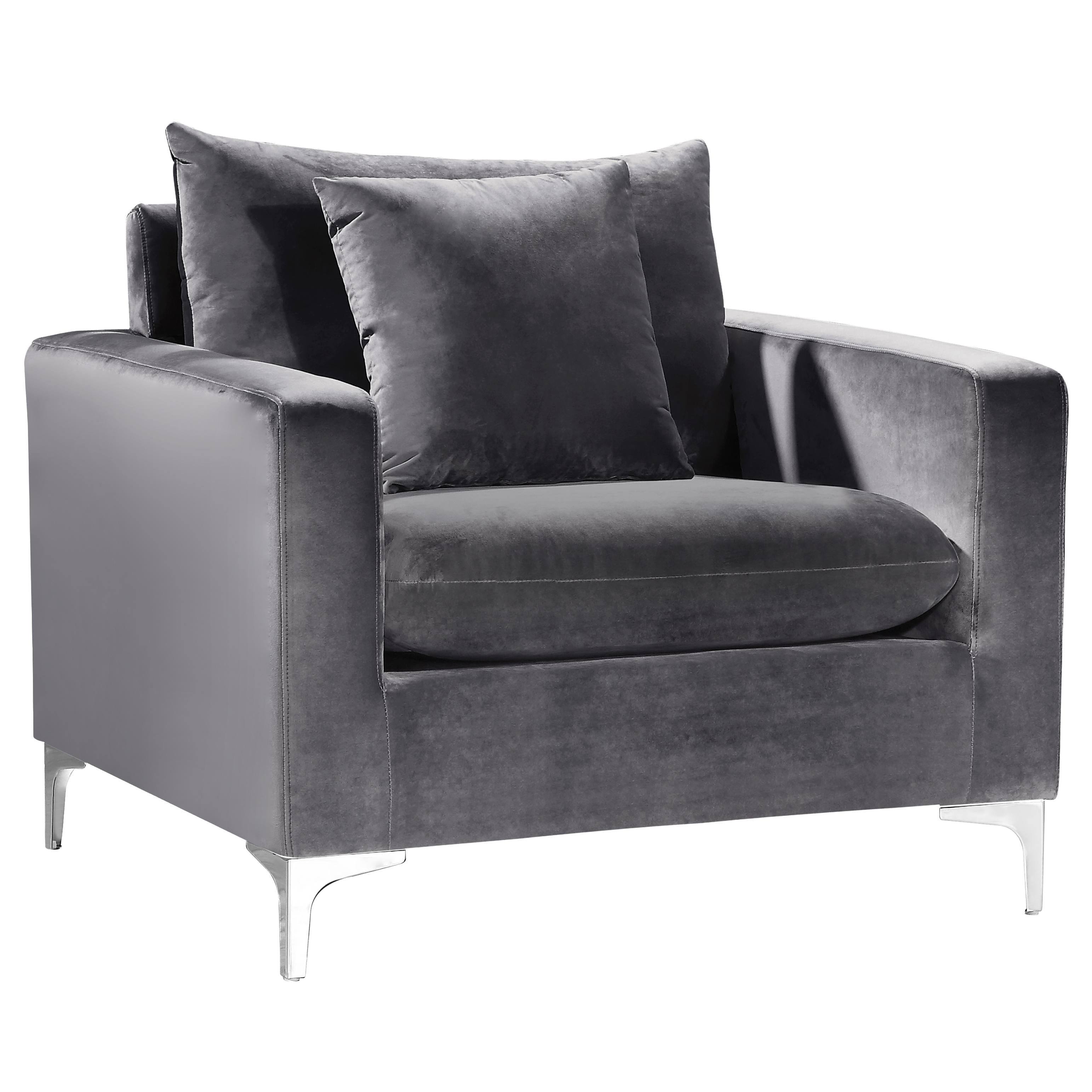 Meridian Naomi Grey Velvet Chair