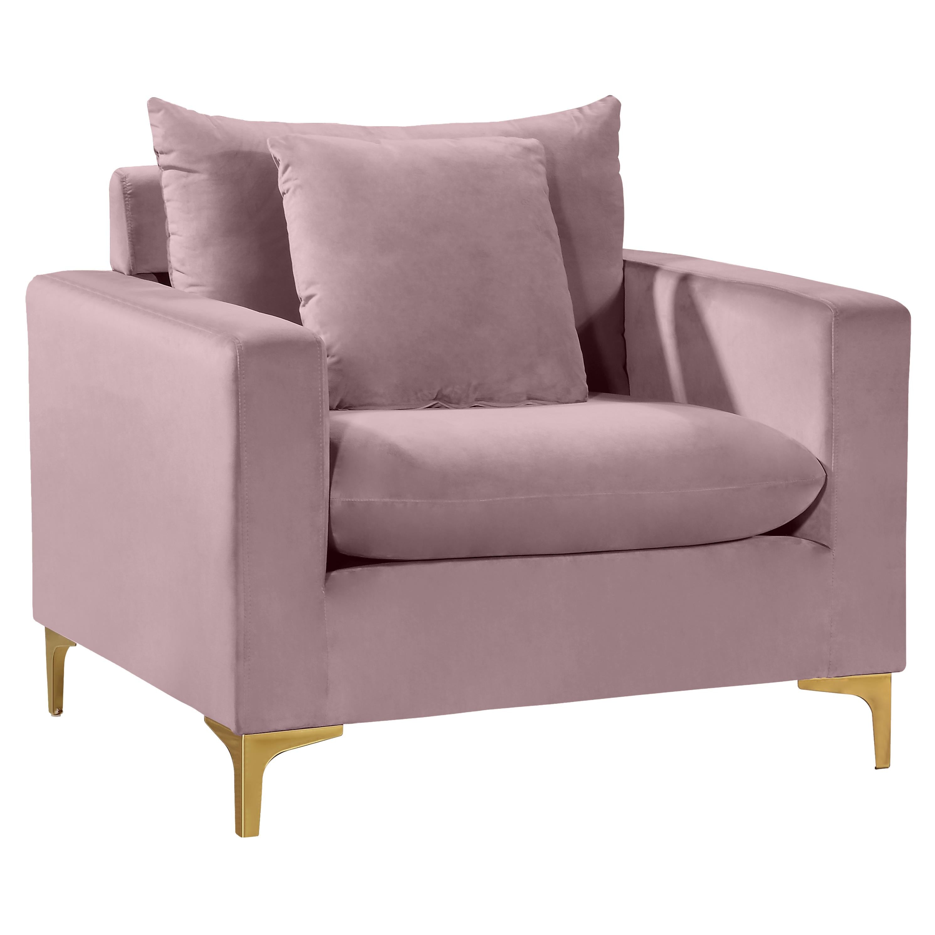 Meridian Naomi Pink Velvet Chair