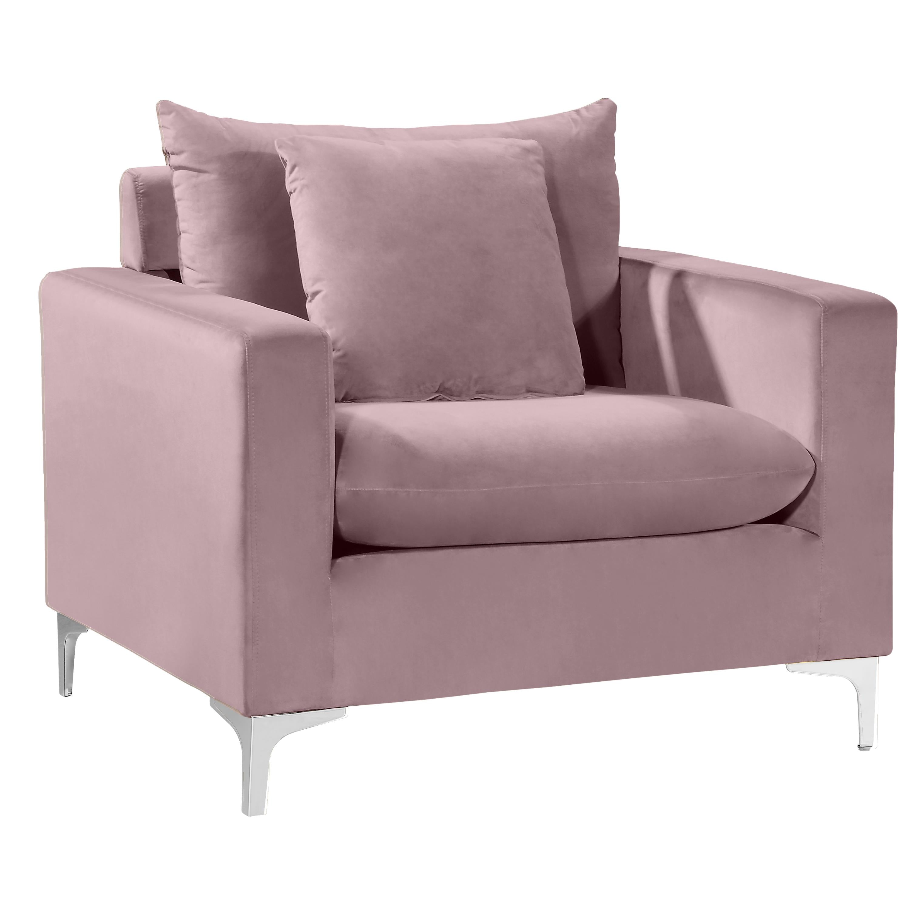 Meridian Naomi Pink Velvet Chair