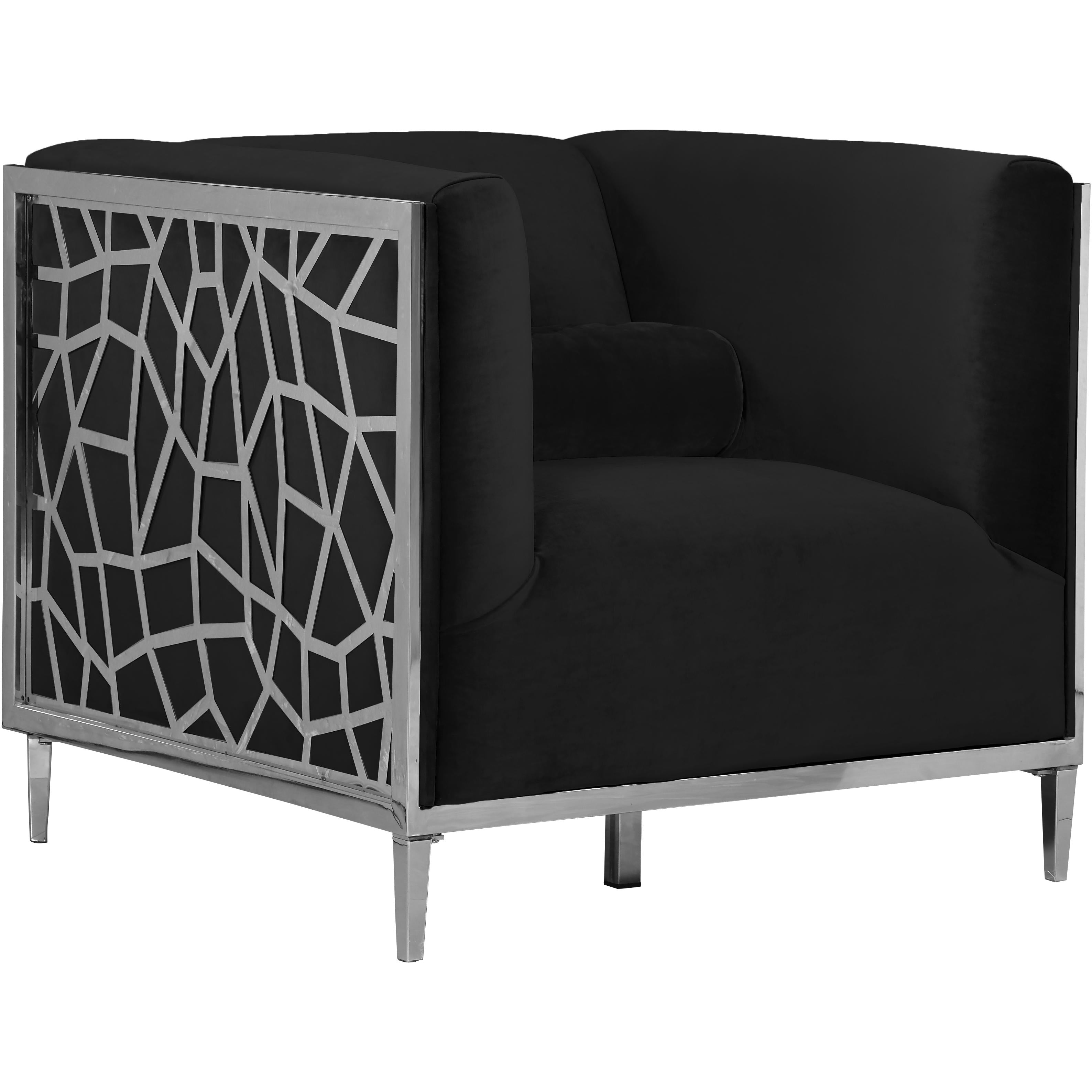 Meridian Opal Black Velvet Chair