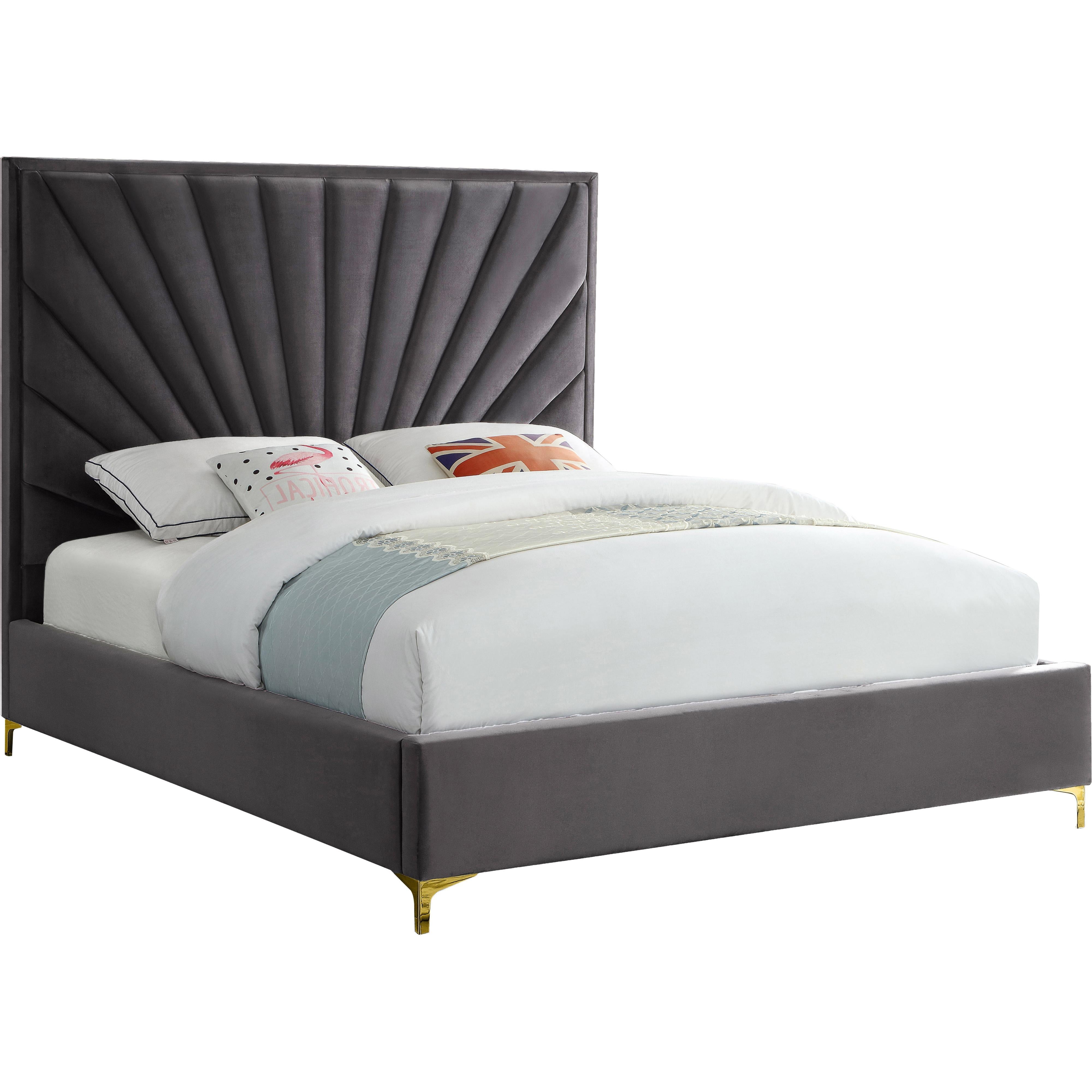 Meridian Eclipse Grey Velvet King Bed