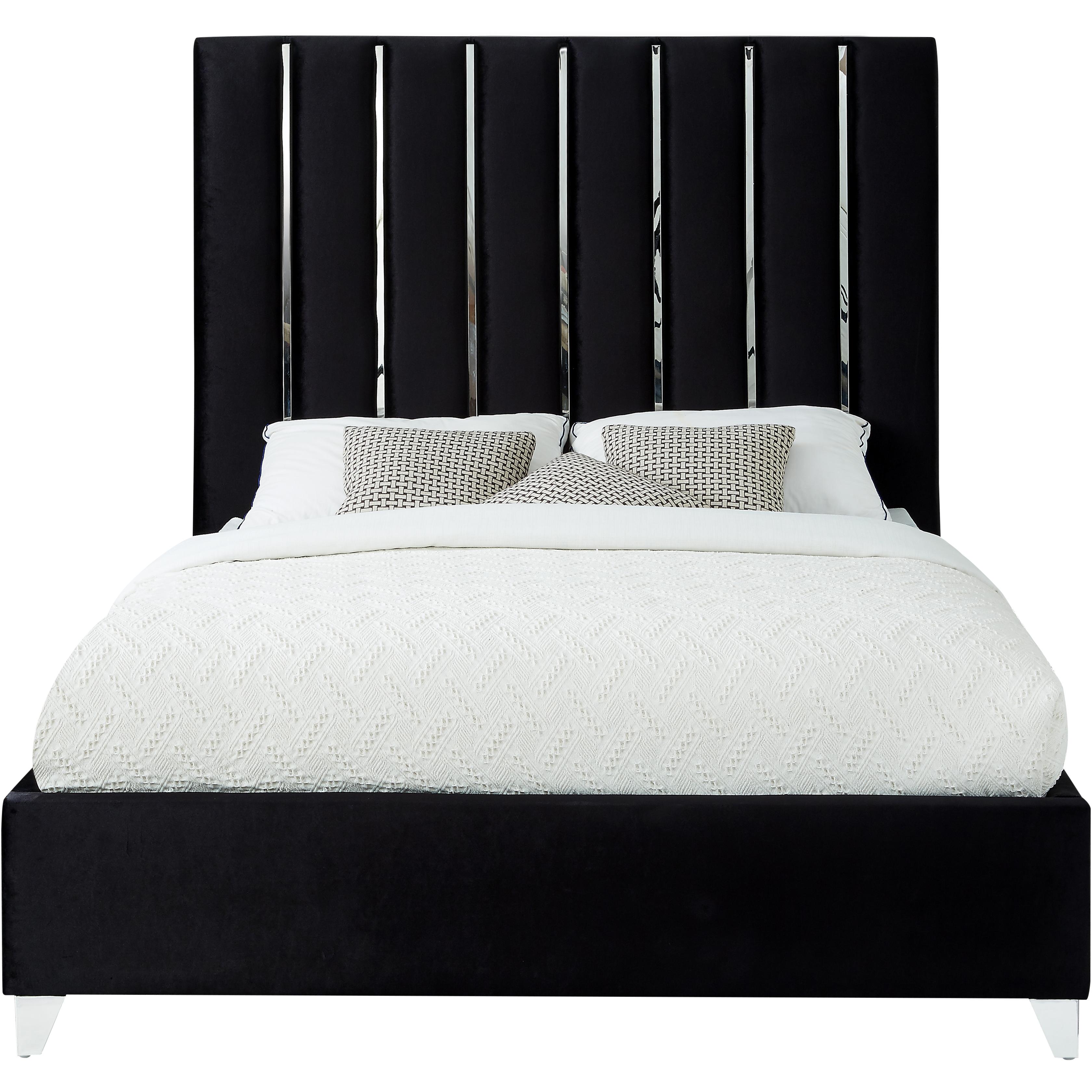 Meridian Enzo Black Velvet Queen Bed