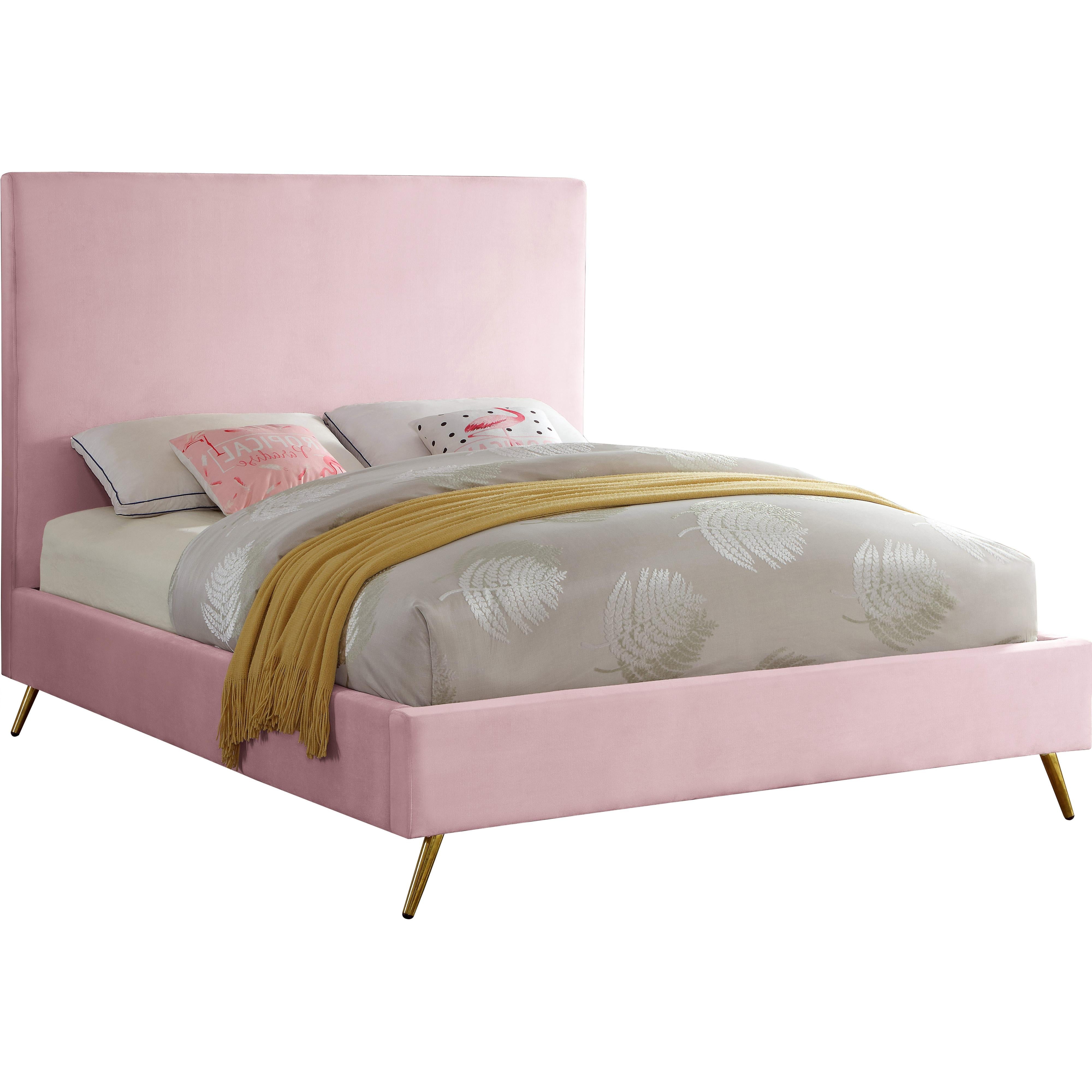 Meridian Jasmine Pink Velvet Full Bed