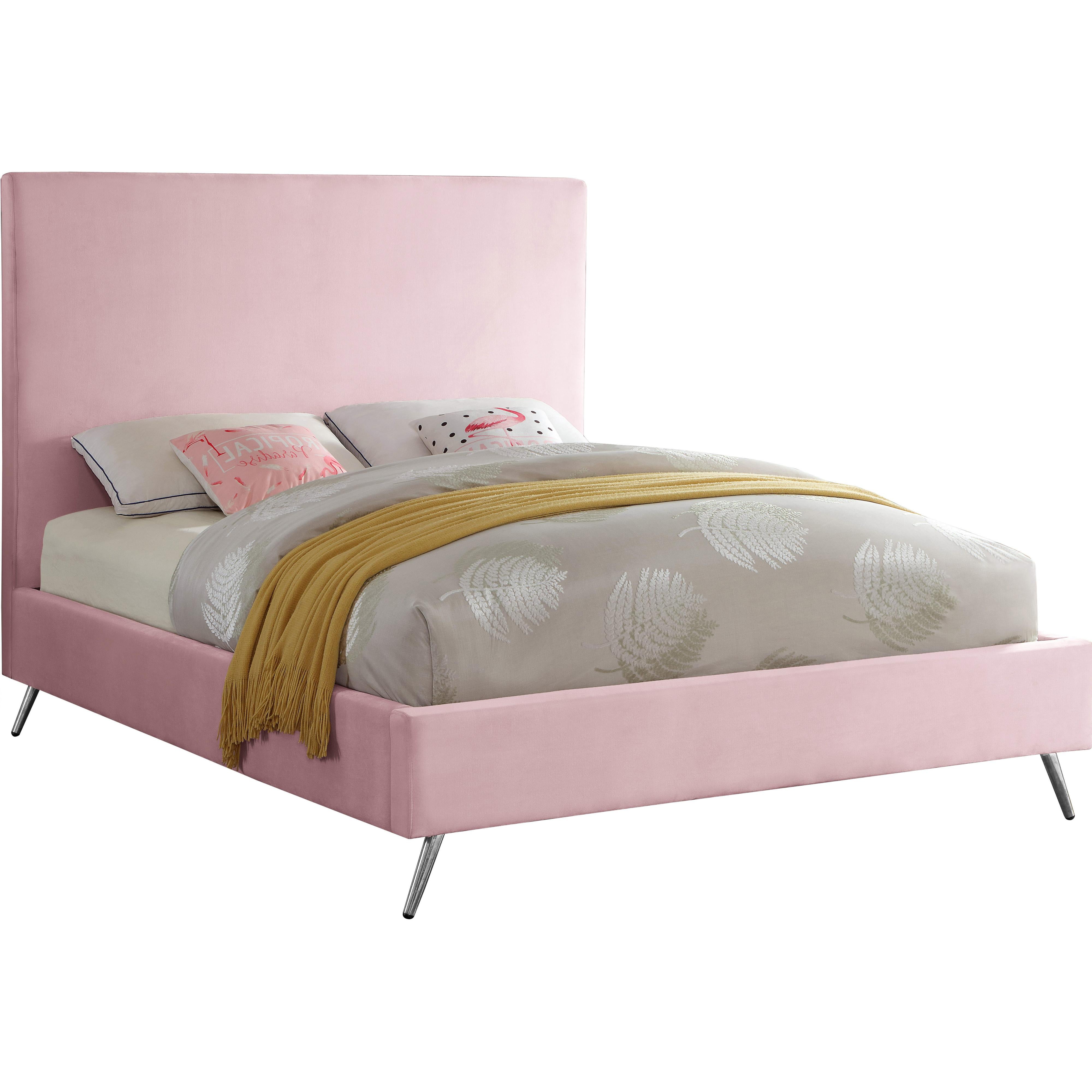 Meridian Jasmine Pink Velvet Full Bed